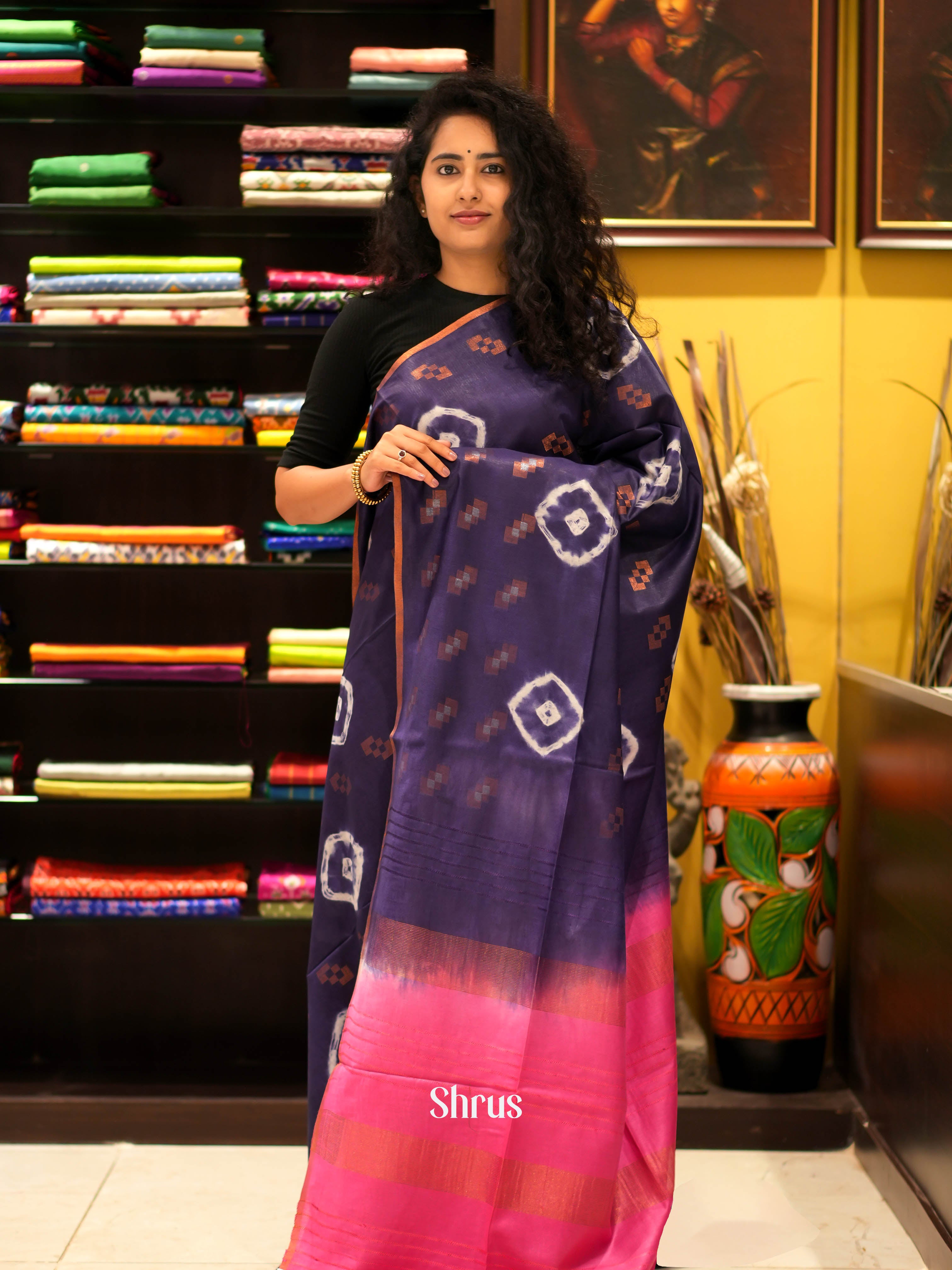 Violet & Pink - Shibori Saree