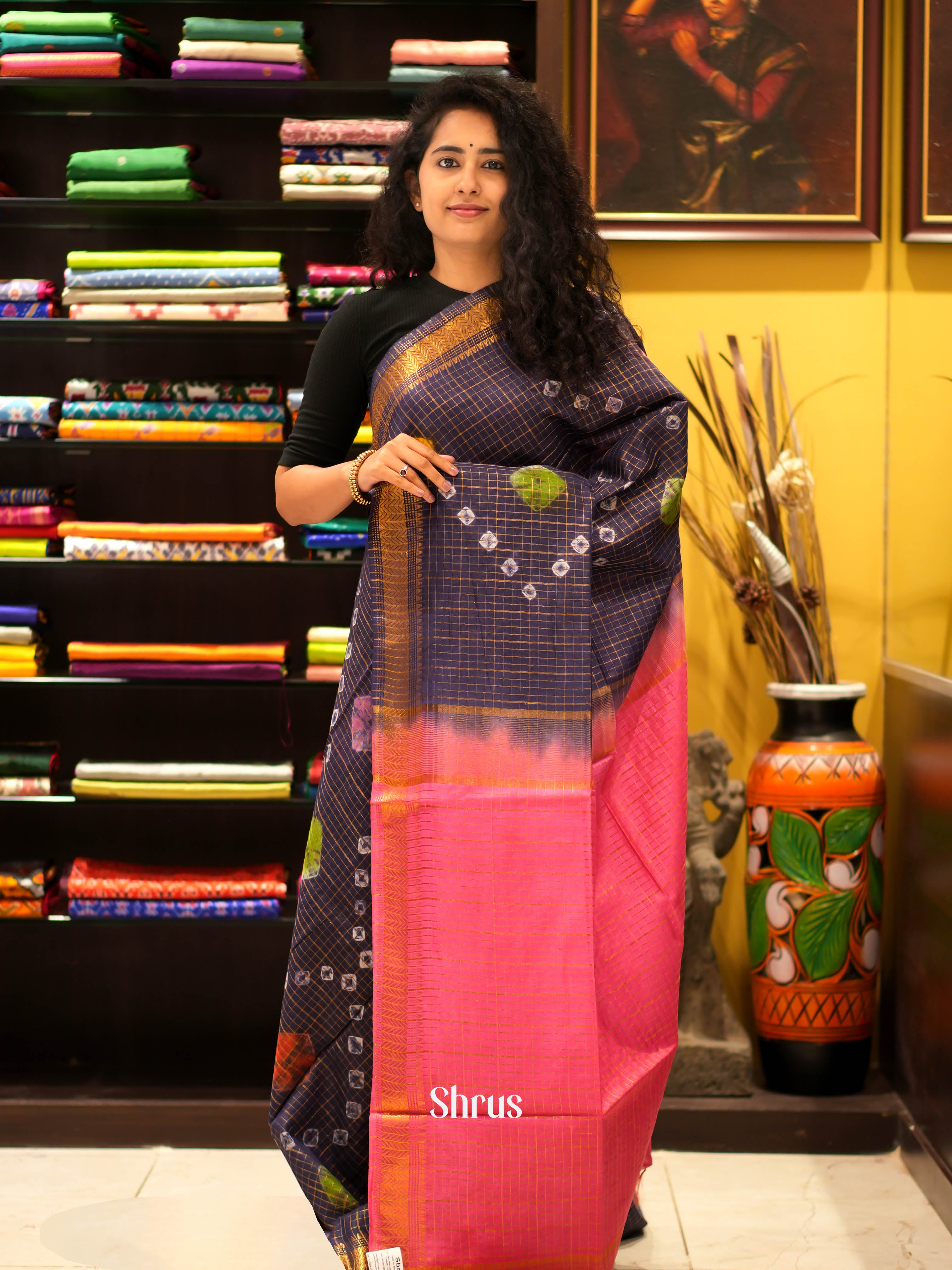 Violet & Pink - Shibori Saree