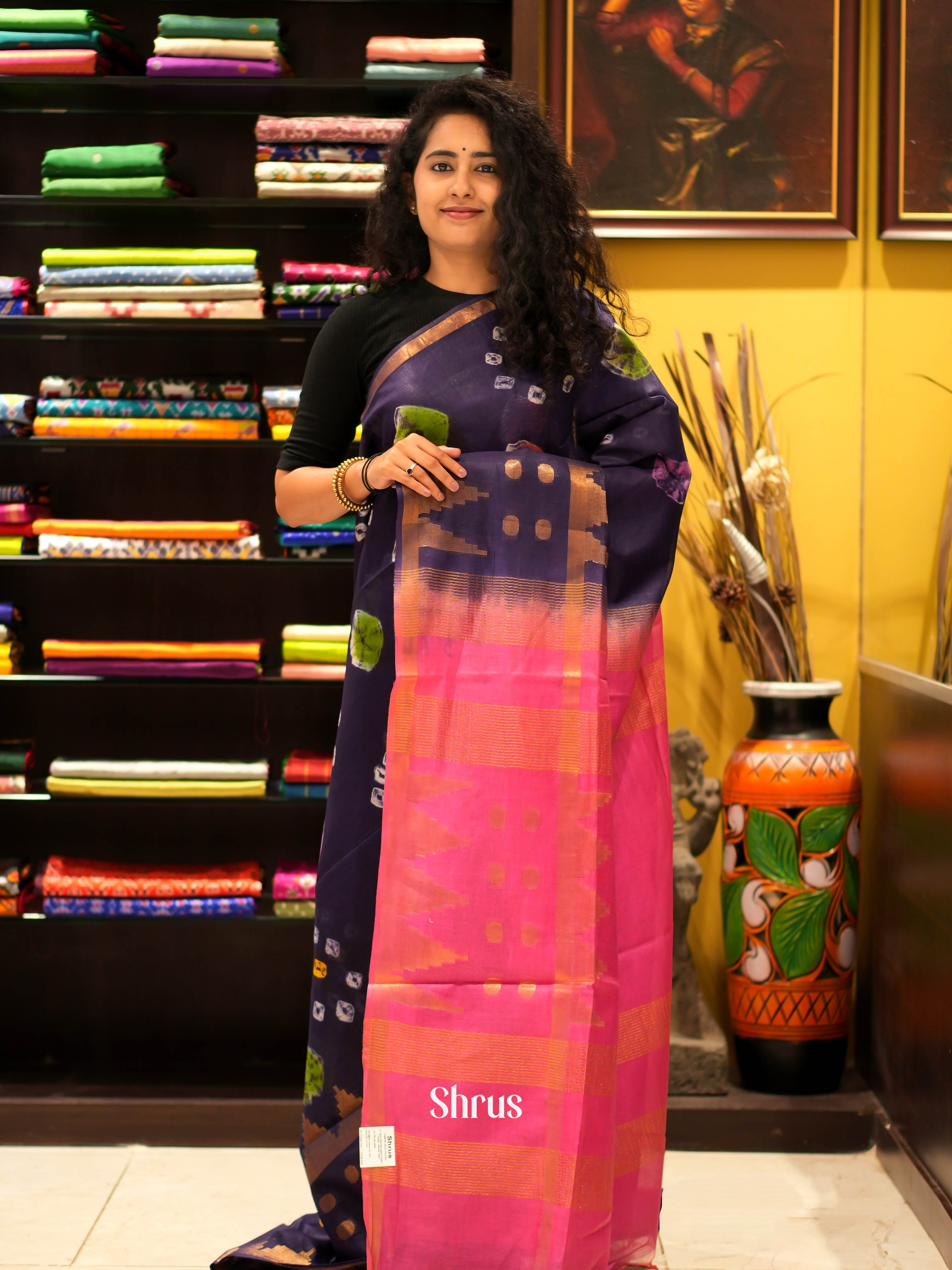 Violet & Pink - Shibori Saree