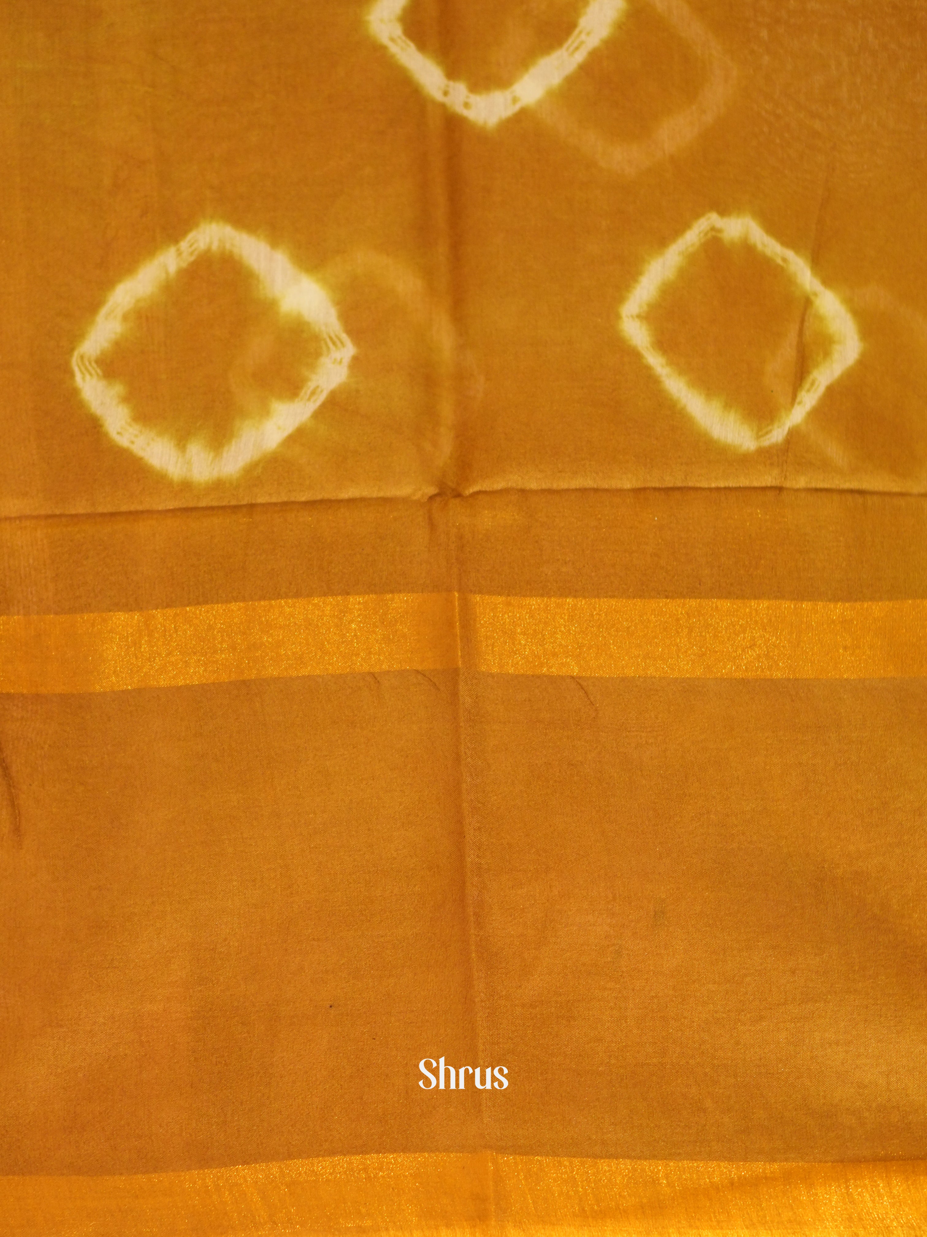 Cream & Mustardy Brown - Shibori Saree