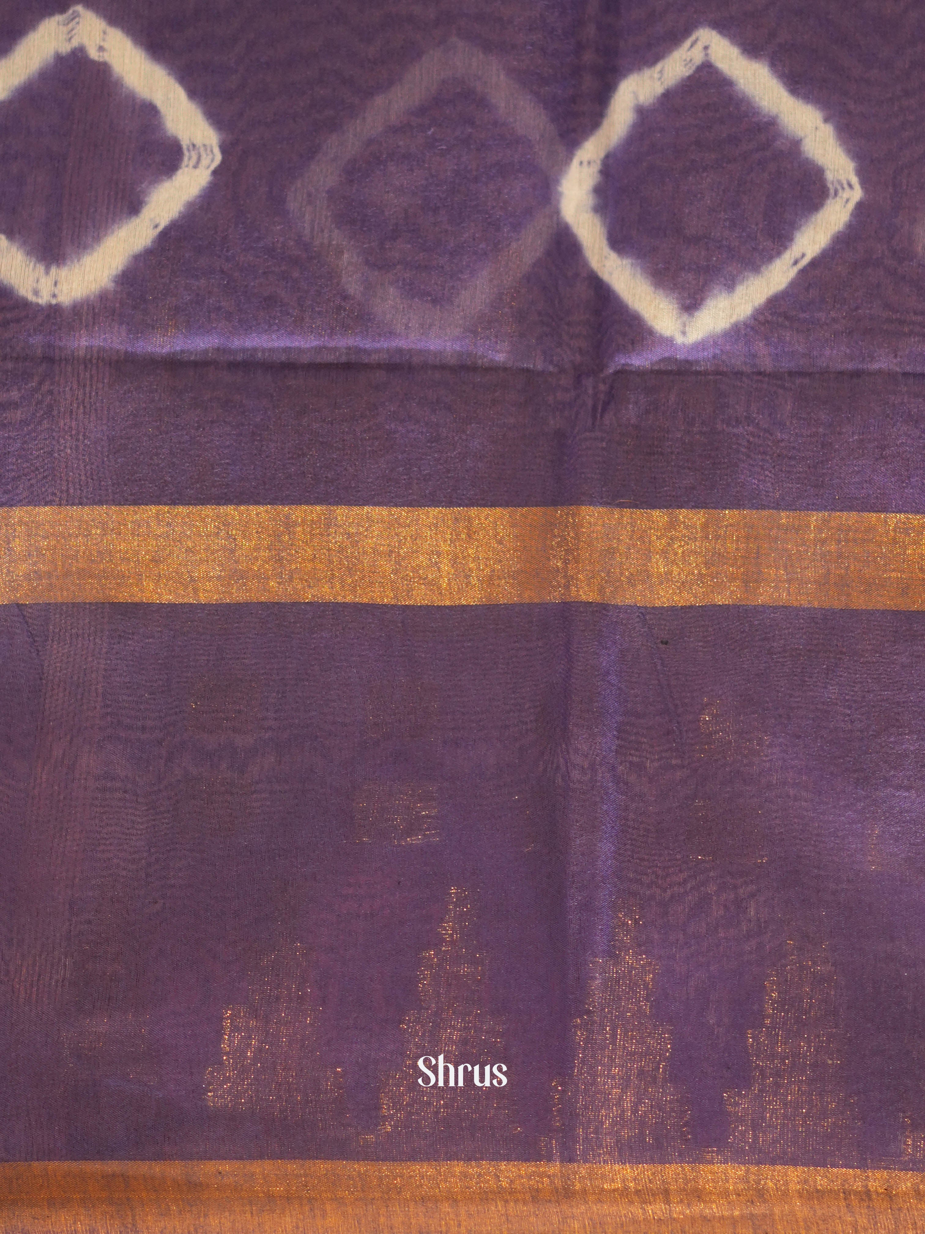 Cream & Violet - Shibori Saree