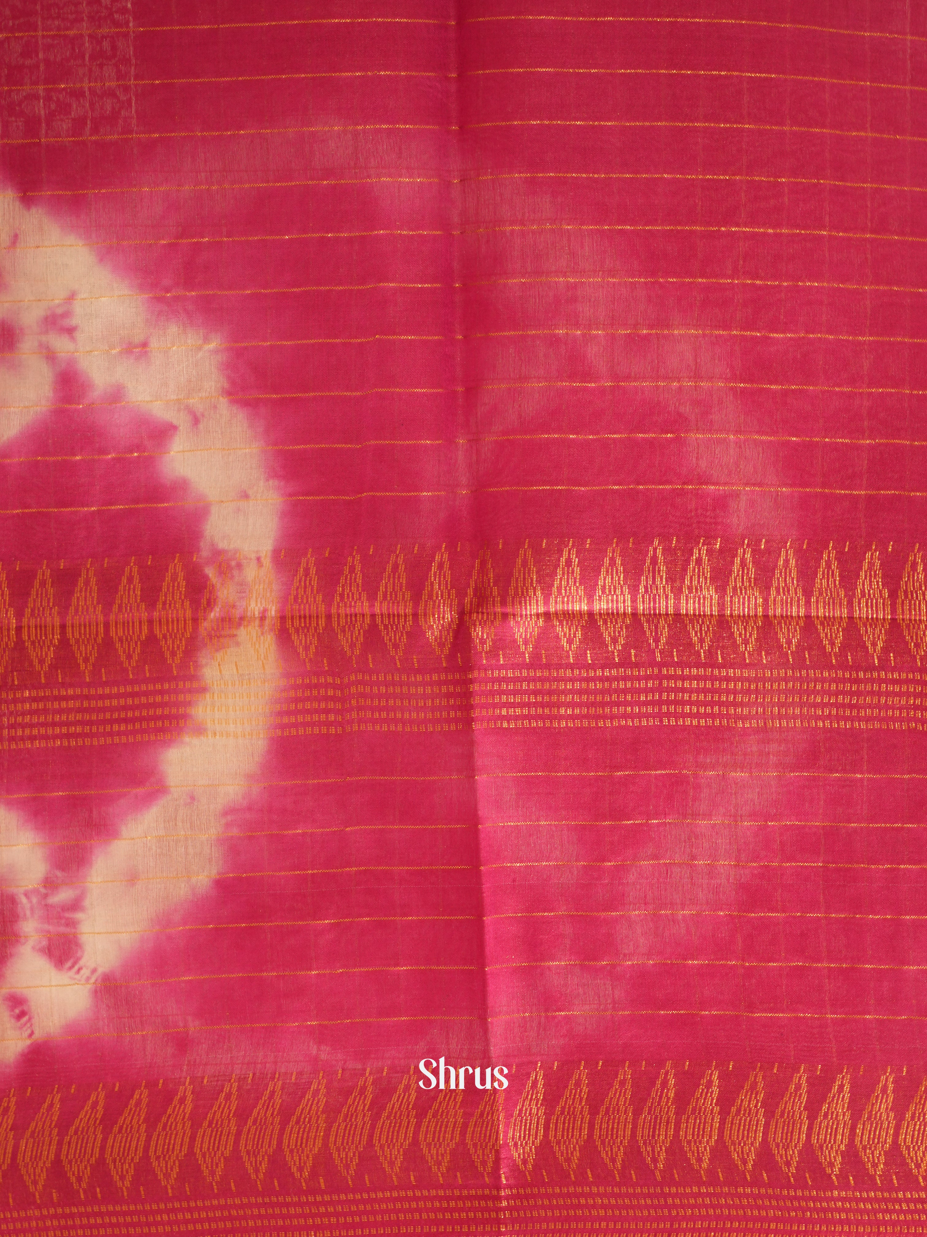 Cream & Pink - Shibori Saree