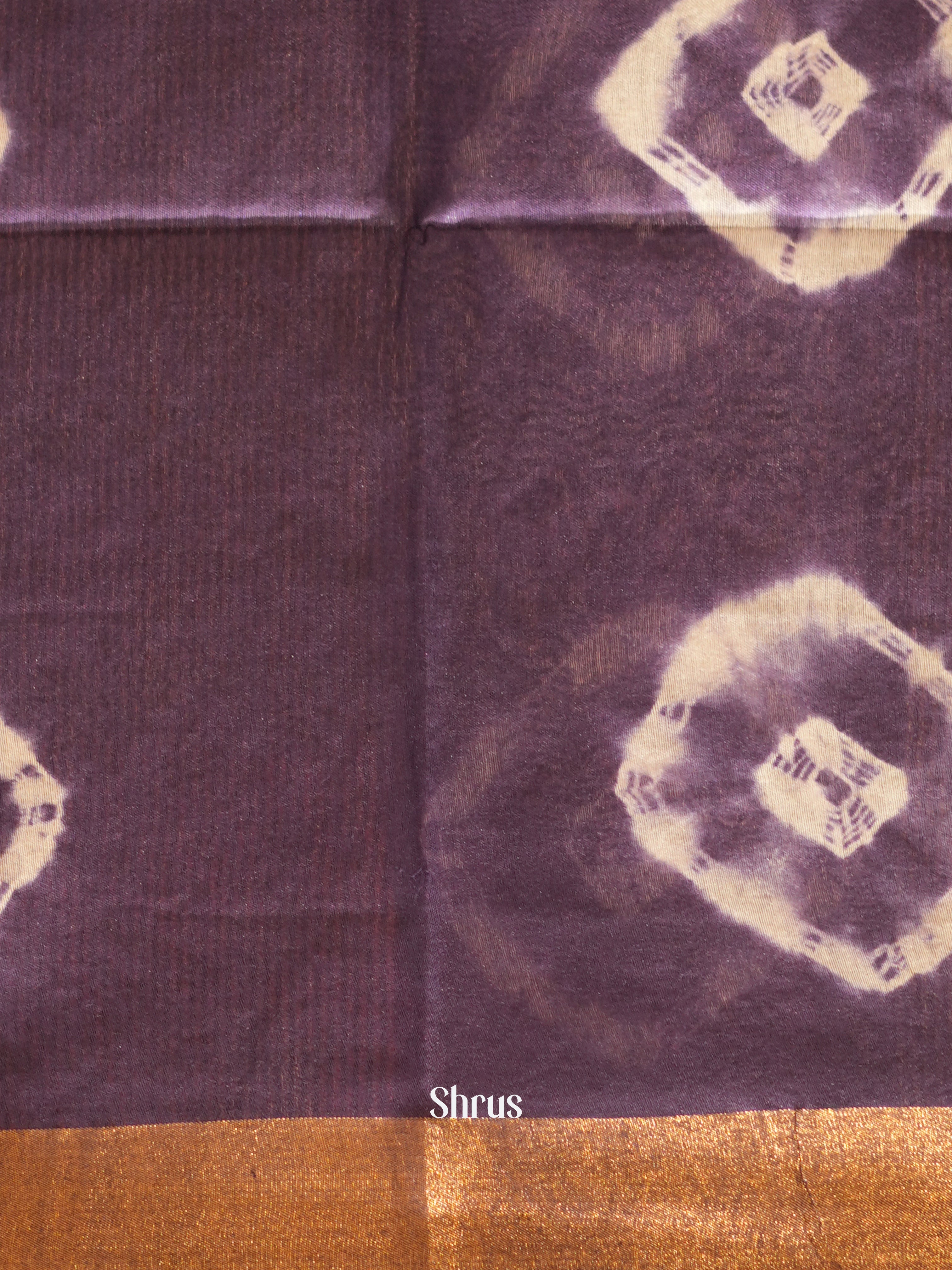 Cream & Violet  - Shibori Saree