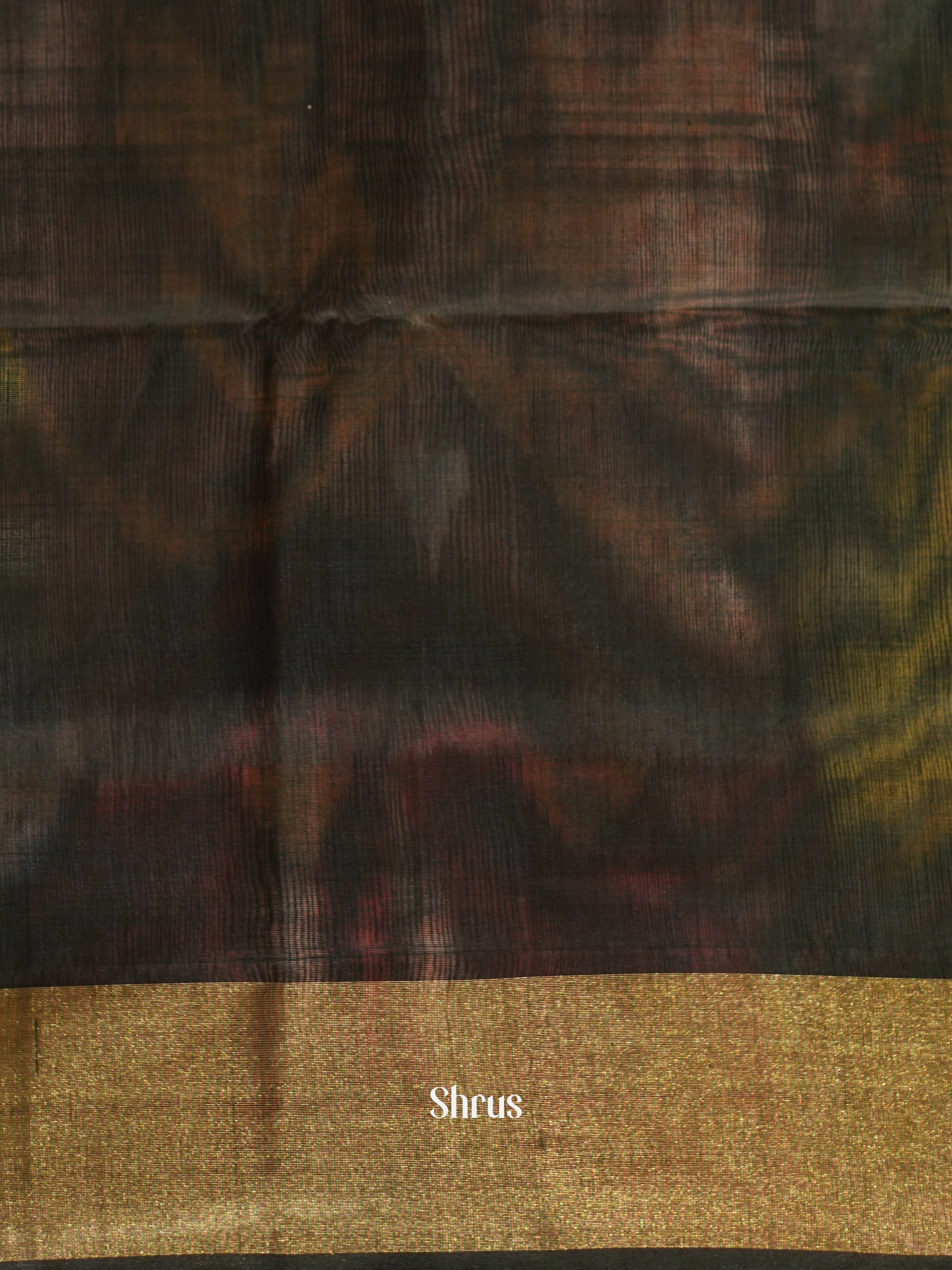 Beige & Black - Pochampally sico saree