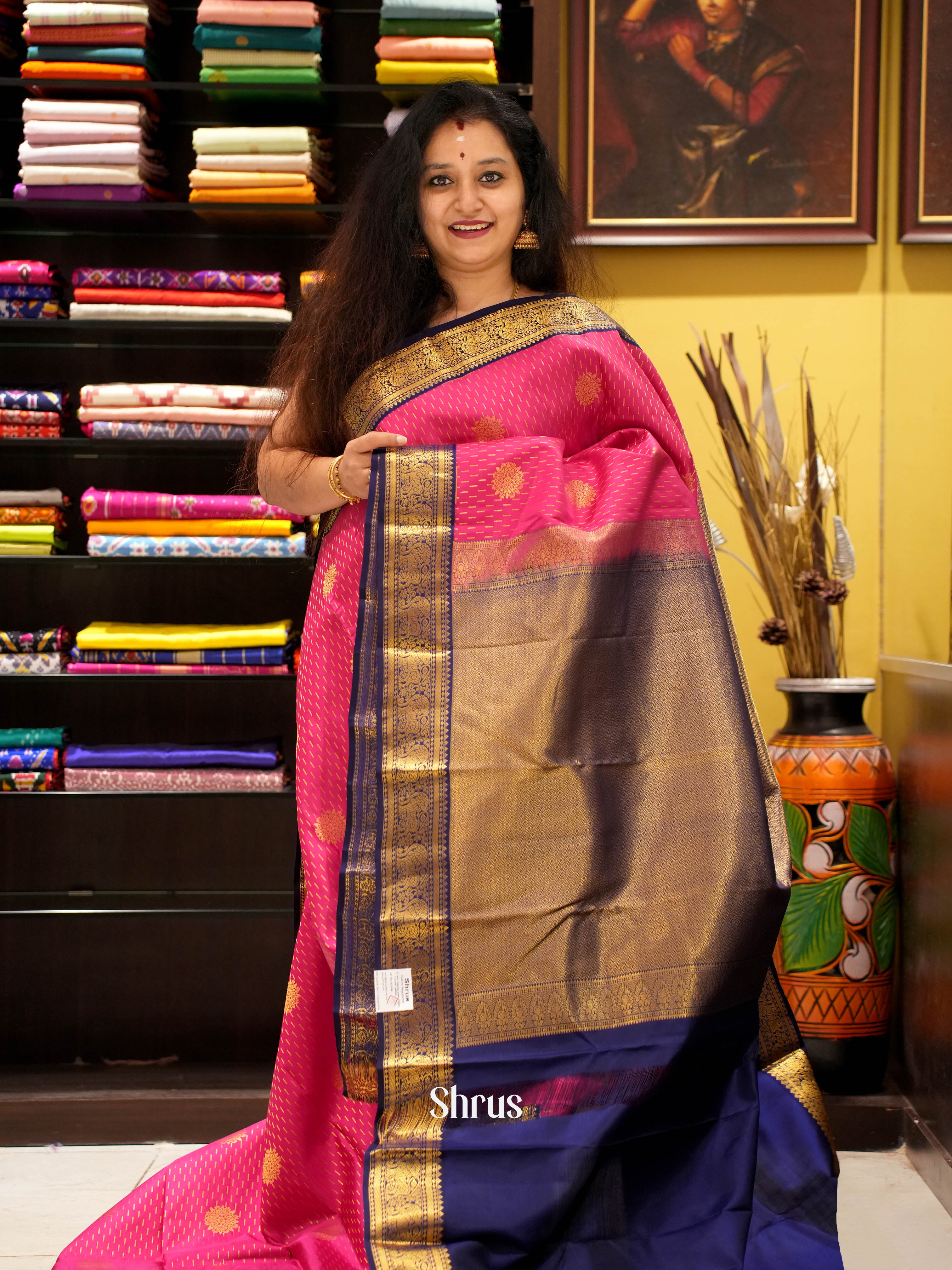 Pink & Blue - Kanchipuram silk Saree