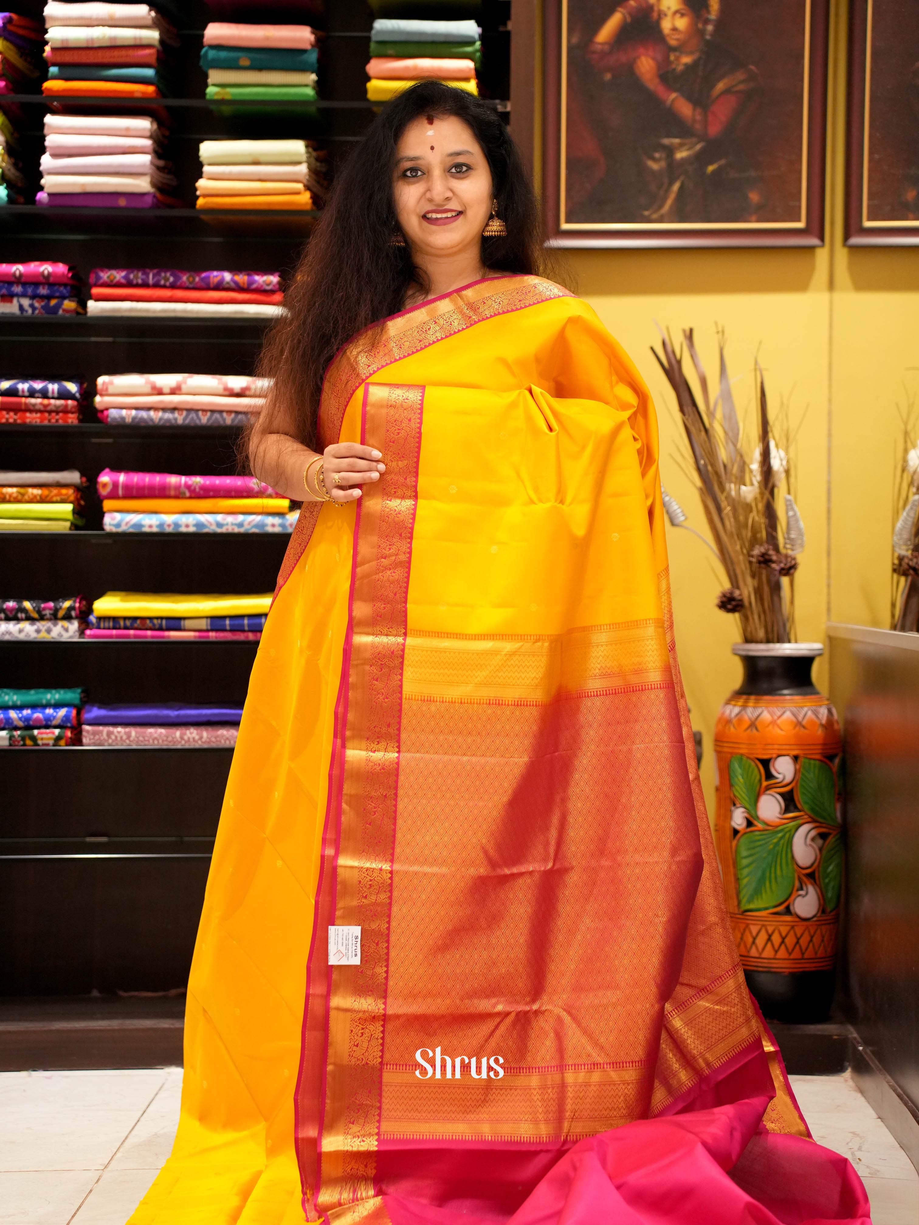 Yellow  - Kanchipuram silk Saree