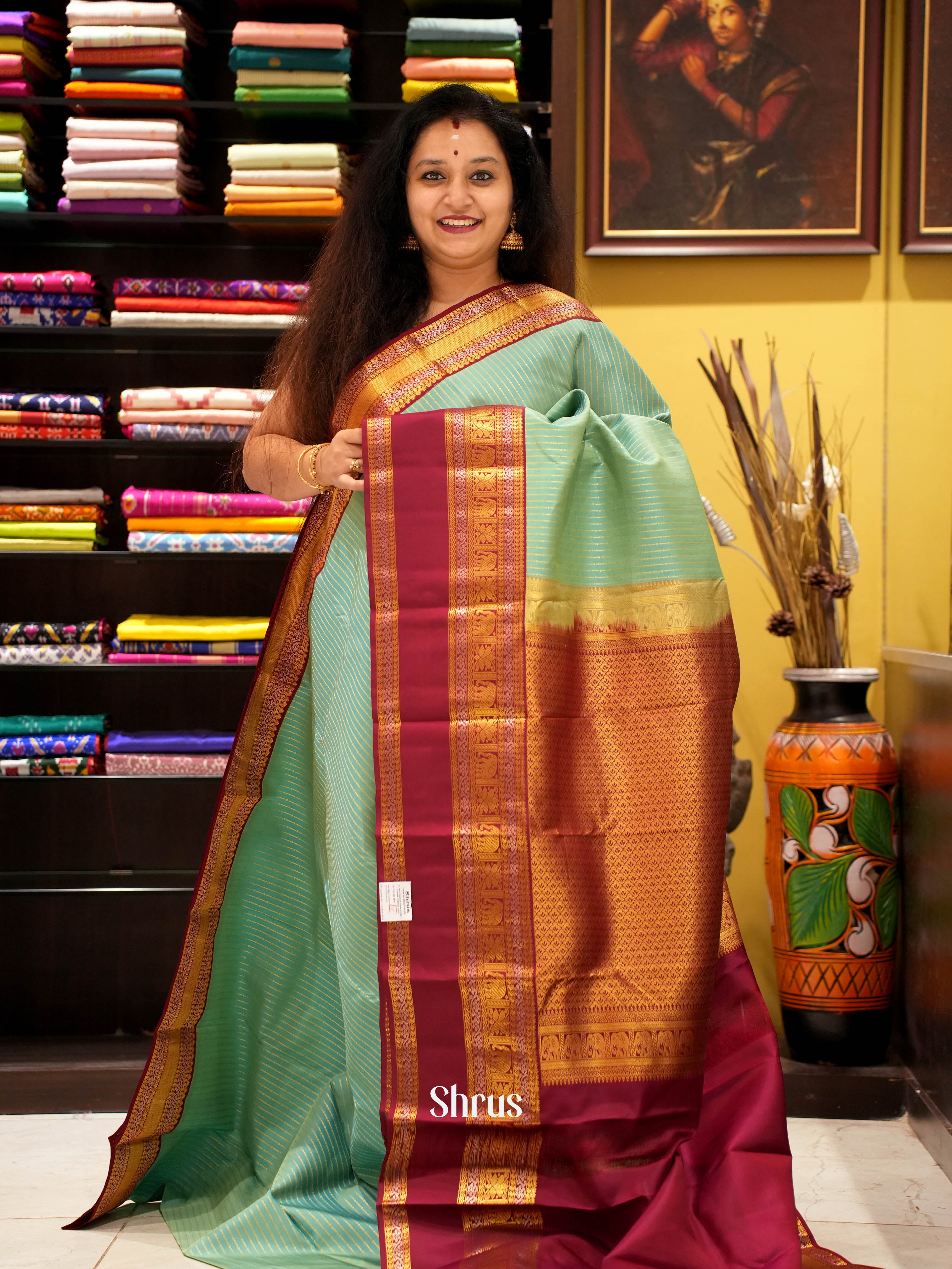 Green & Maroon - Kanchipuram silk Saree