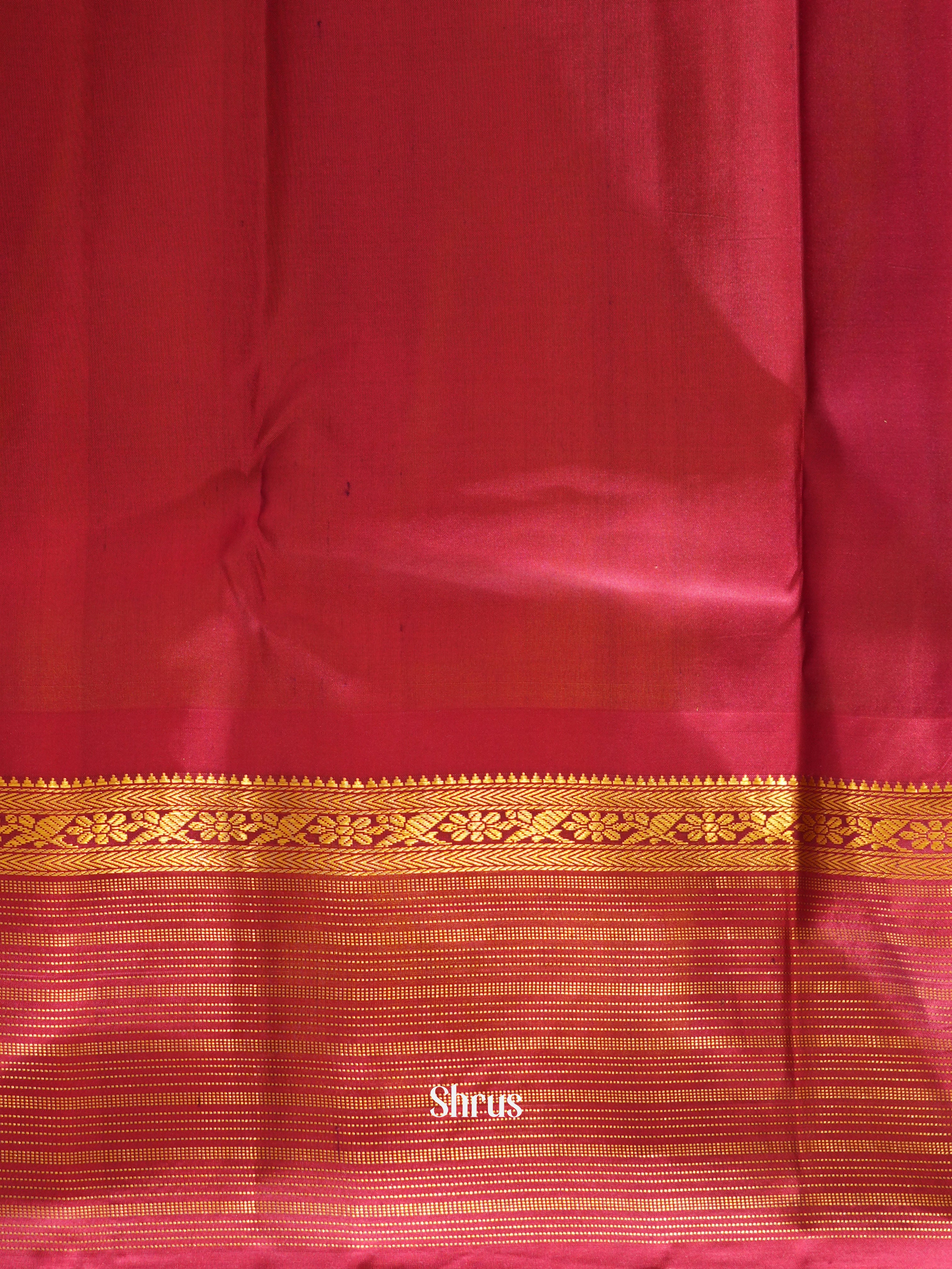 Mustardy Green &  Maroon - Kanchipuram Silk Saree