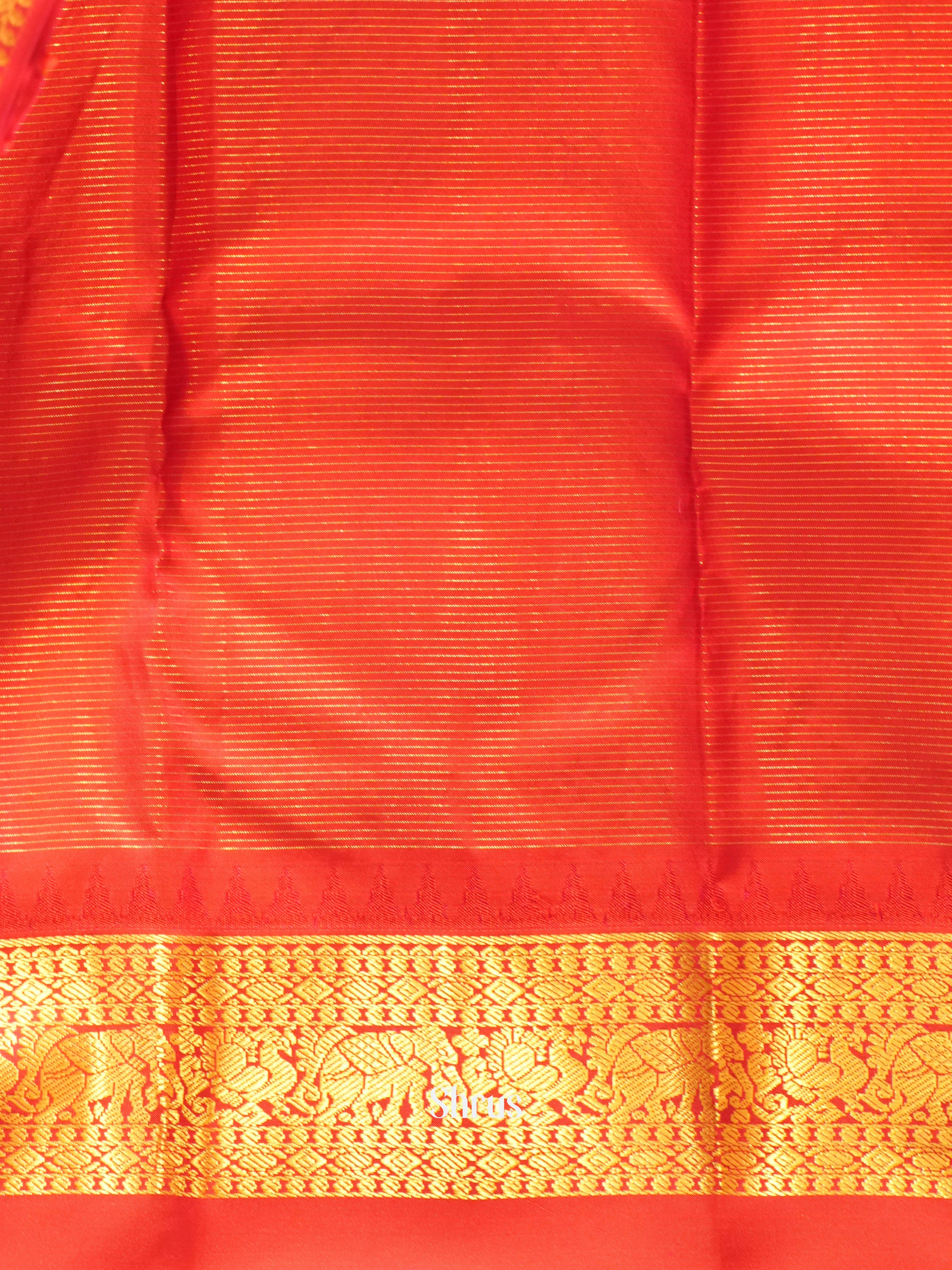 Mustard & Maroon - Kanchipuram silk Saree