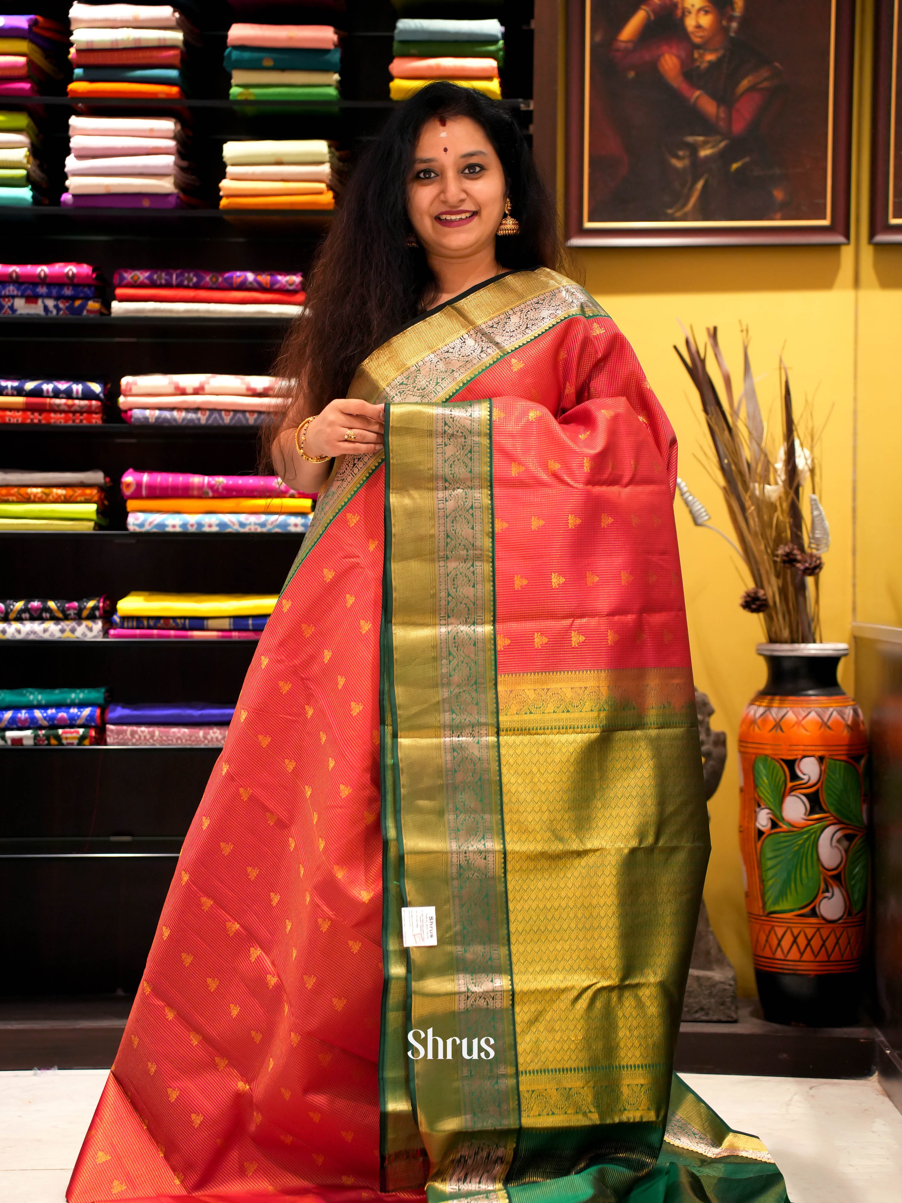 Red & Green - Kanchipuram silk Saree