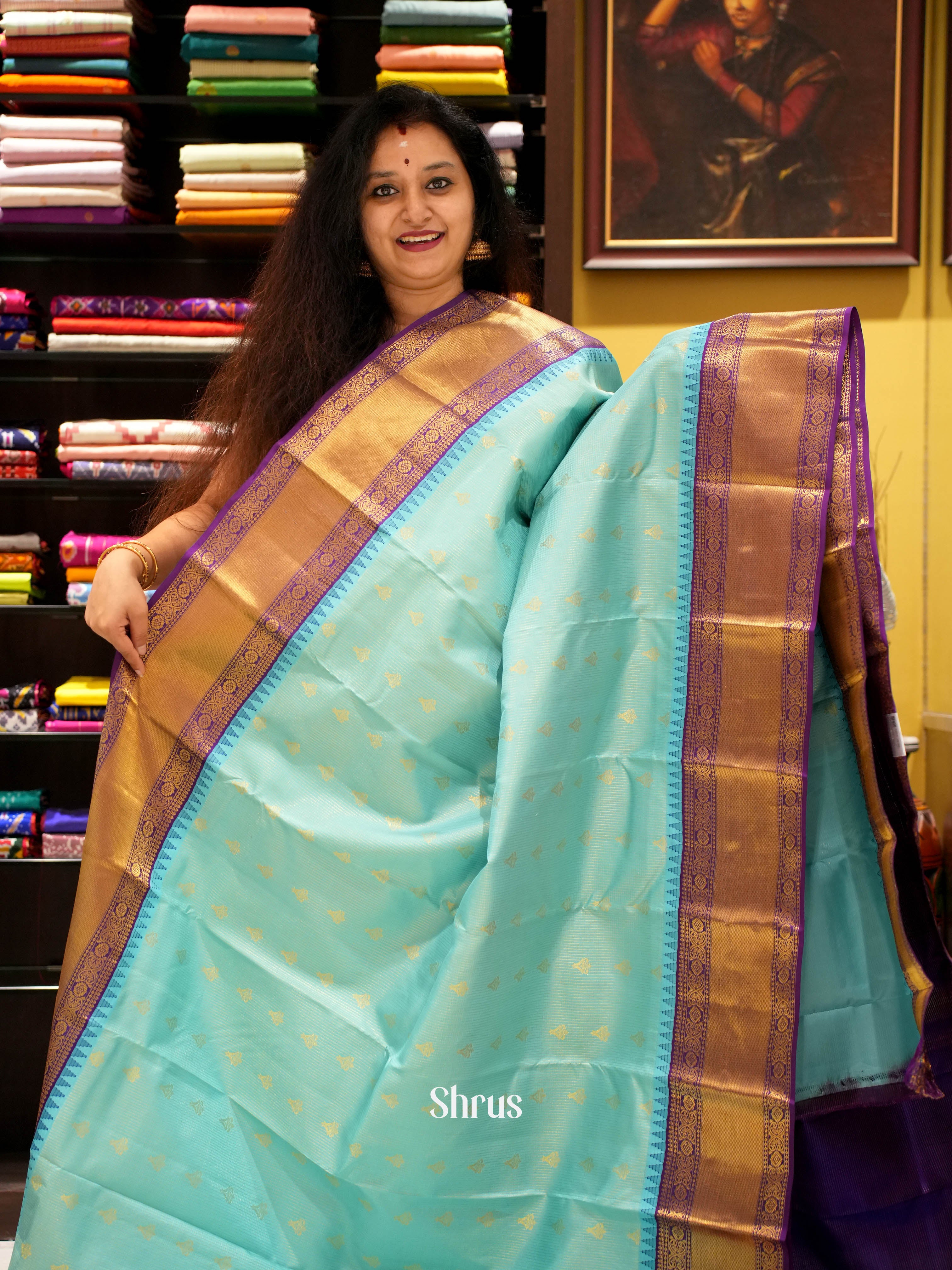 Teal & Purple - Kanchipuram silk Saree