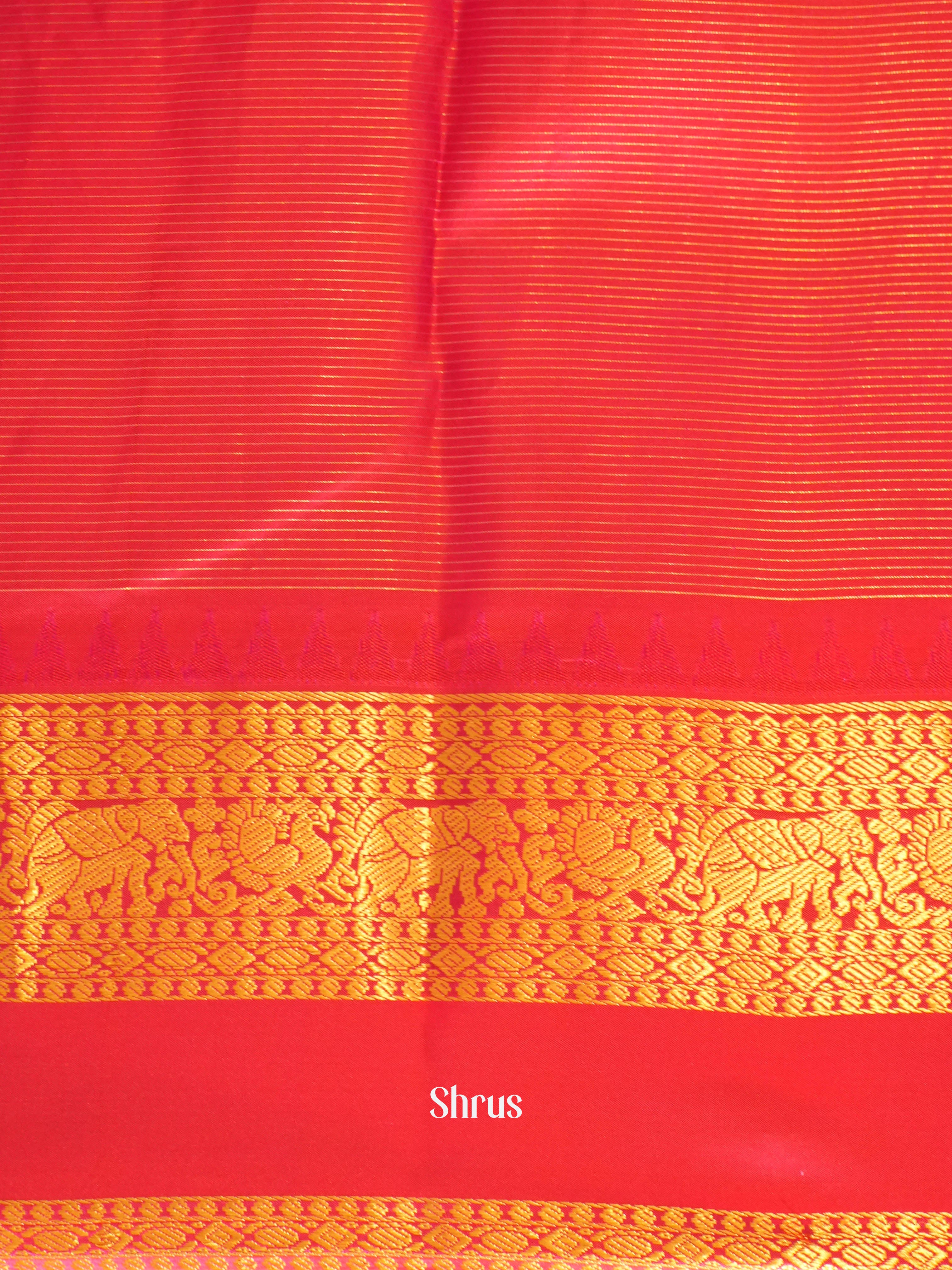 teal & Red - Kanchipuram silk Saree