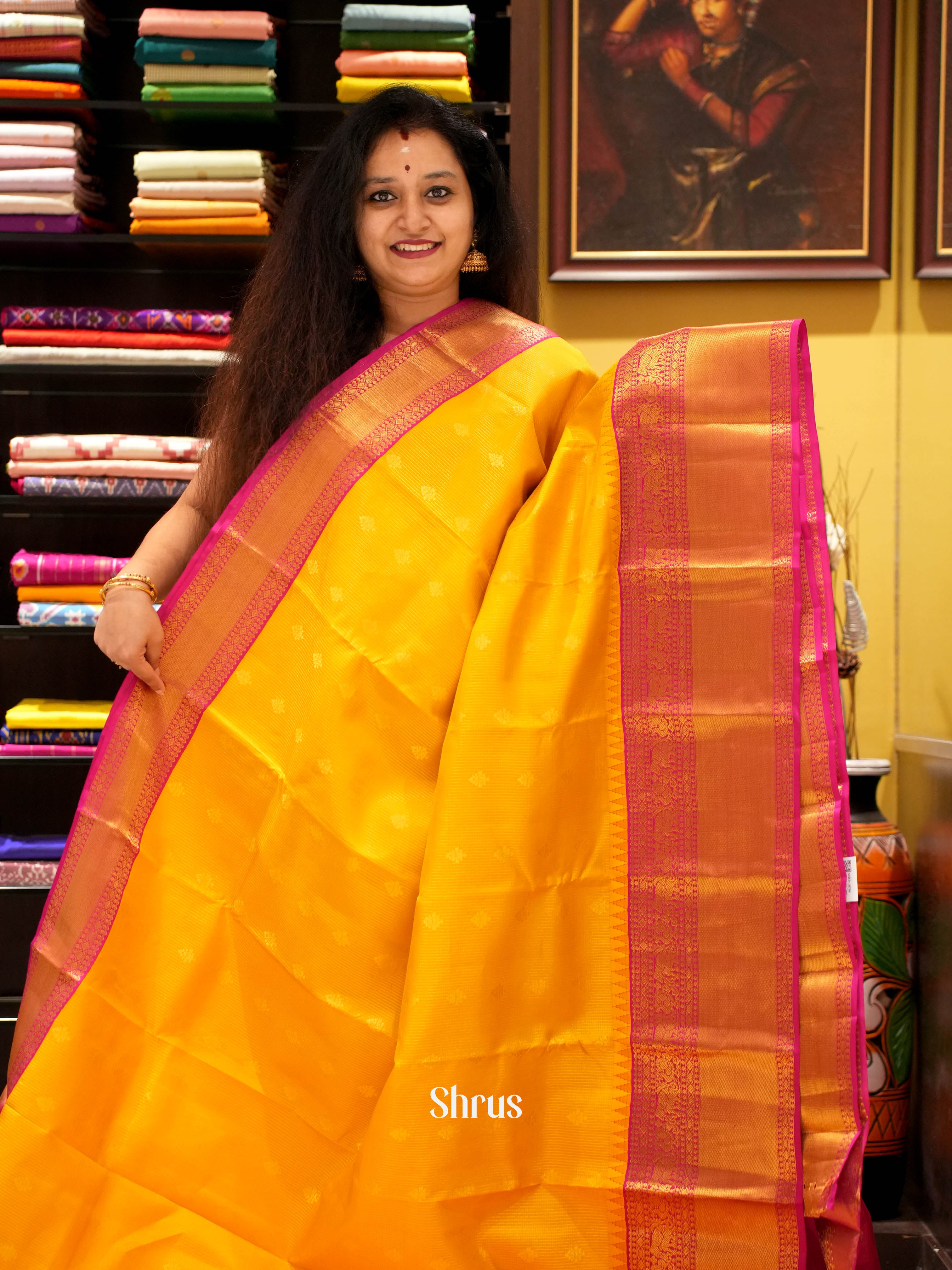 Yellow & Maroon - Kanchipuram silk Saree