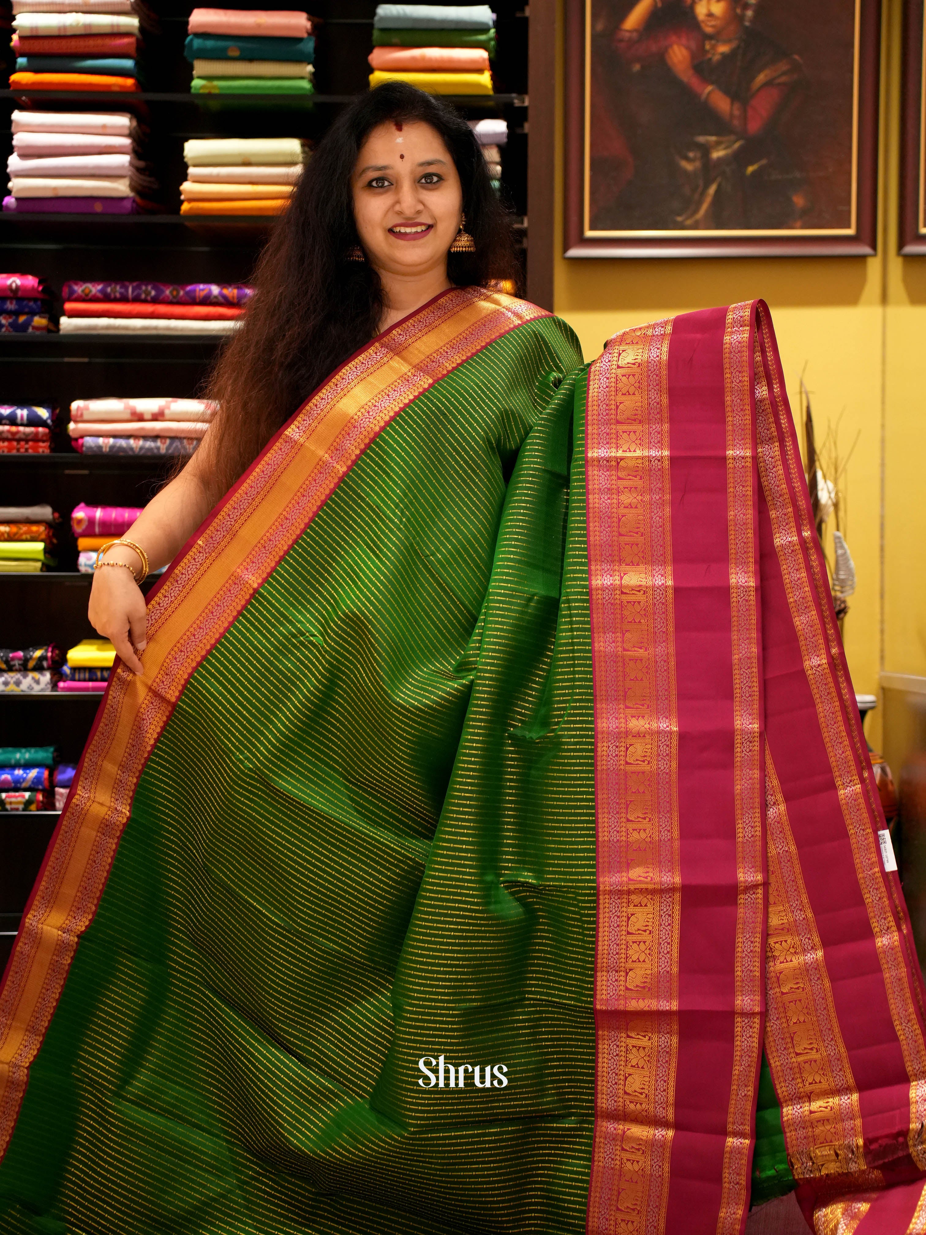 Green & Maroon - Kanchipuram silk Saree