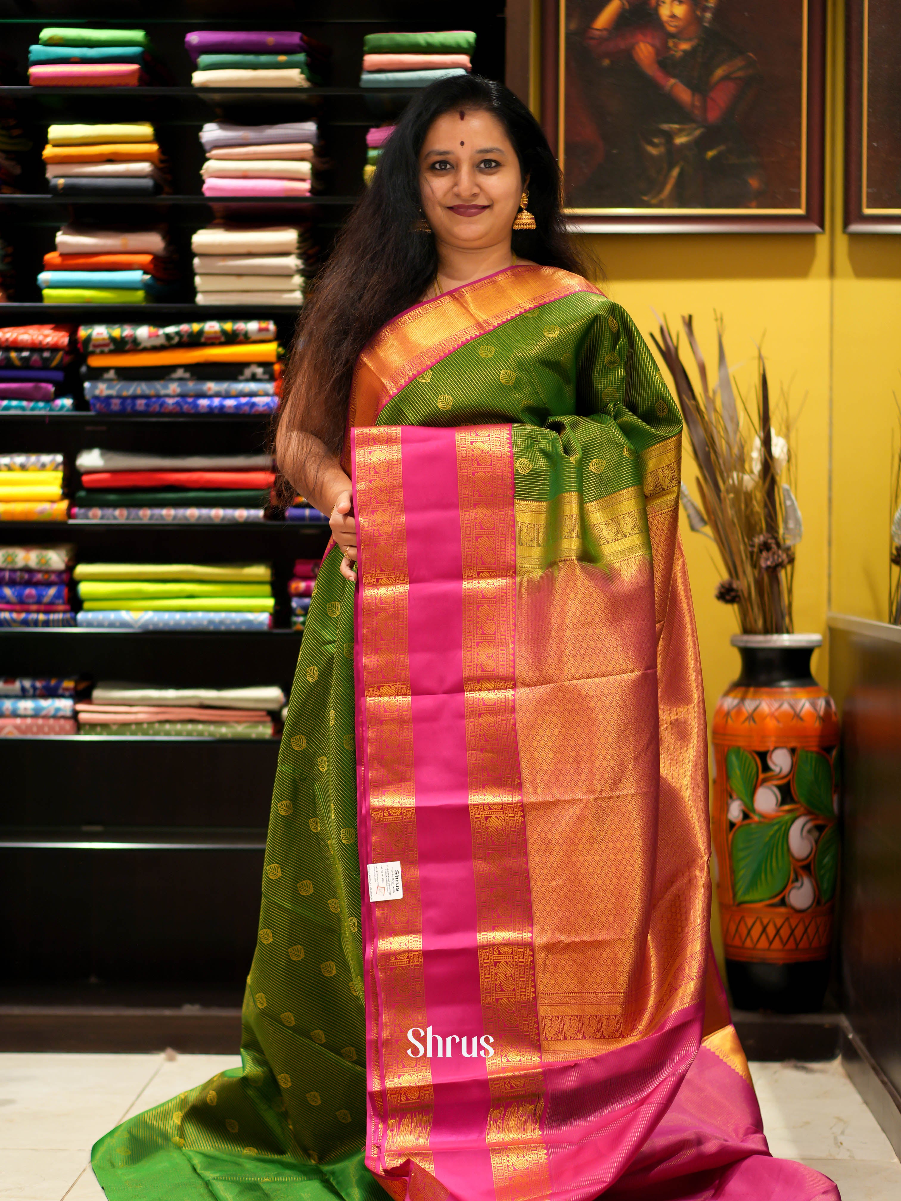 Green & maroon - Kanchipuram Silk Saree