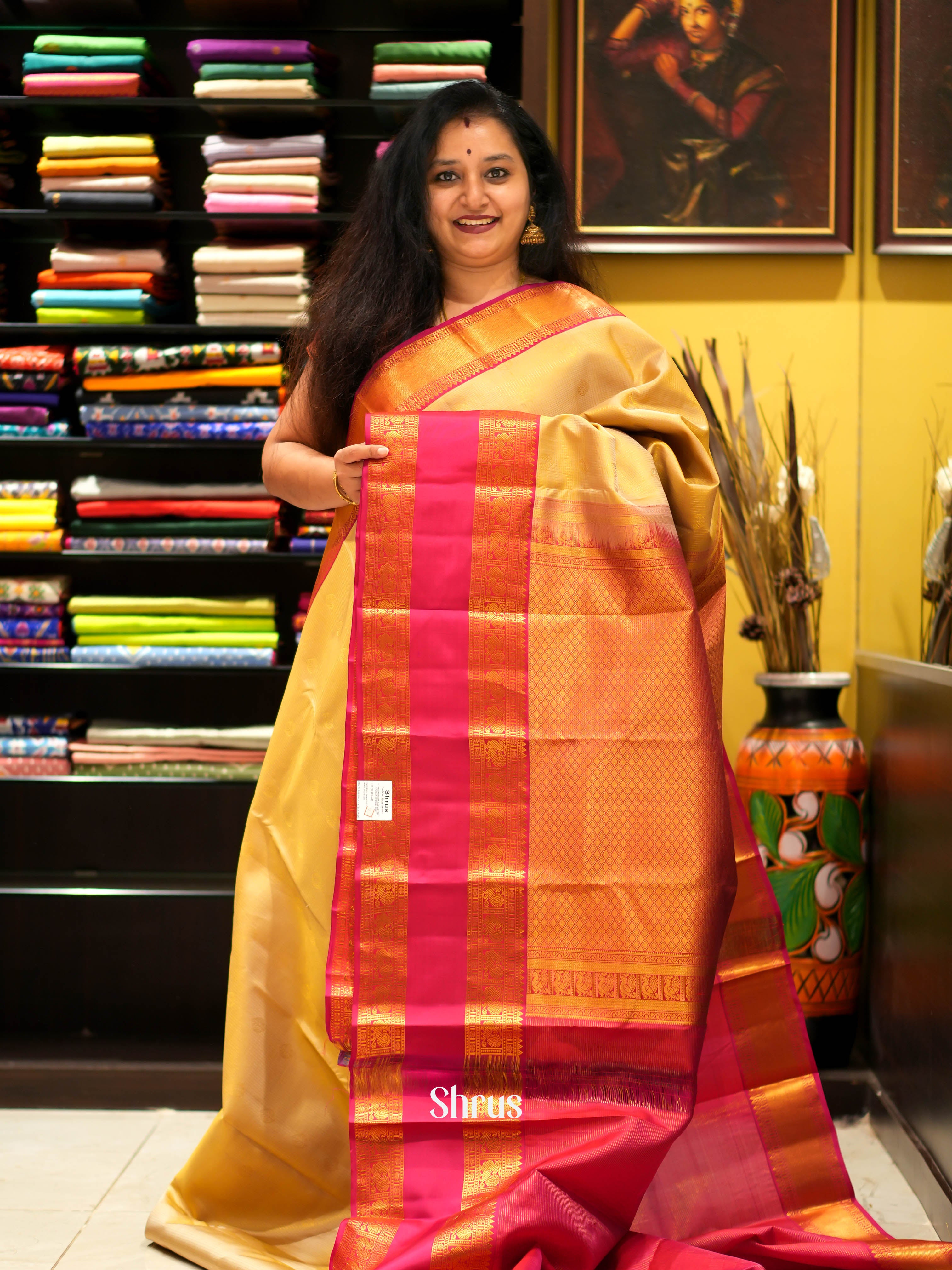 Gold & Red  - Kanchipuram silk Saree