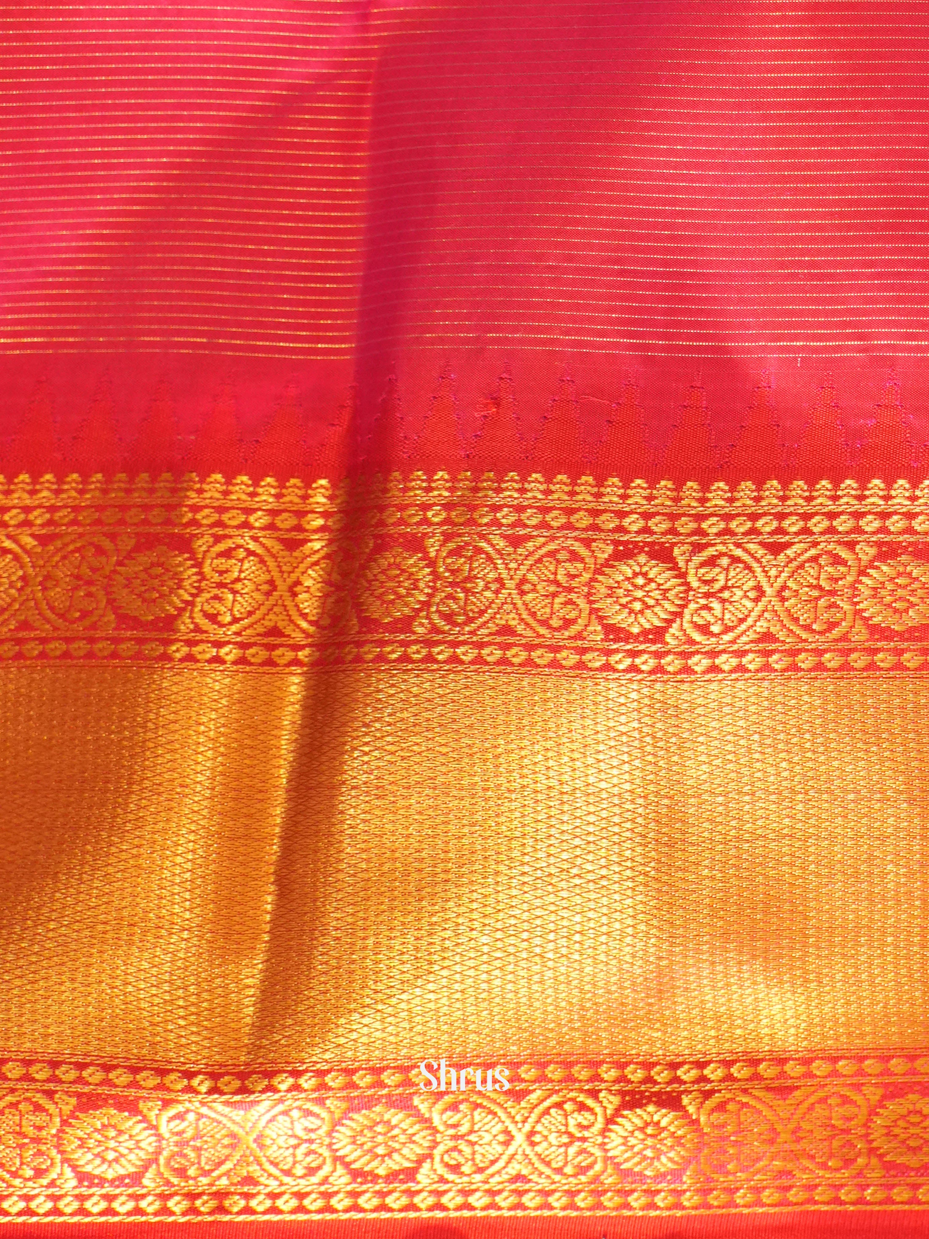 Pista Green & Maroon - Kanchipuram silk Saree