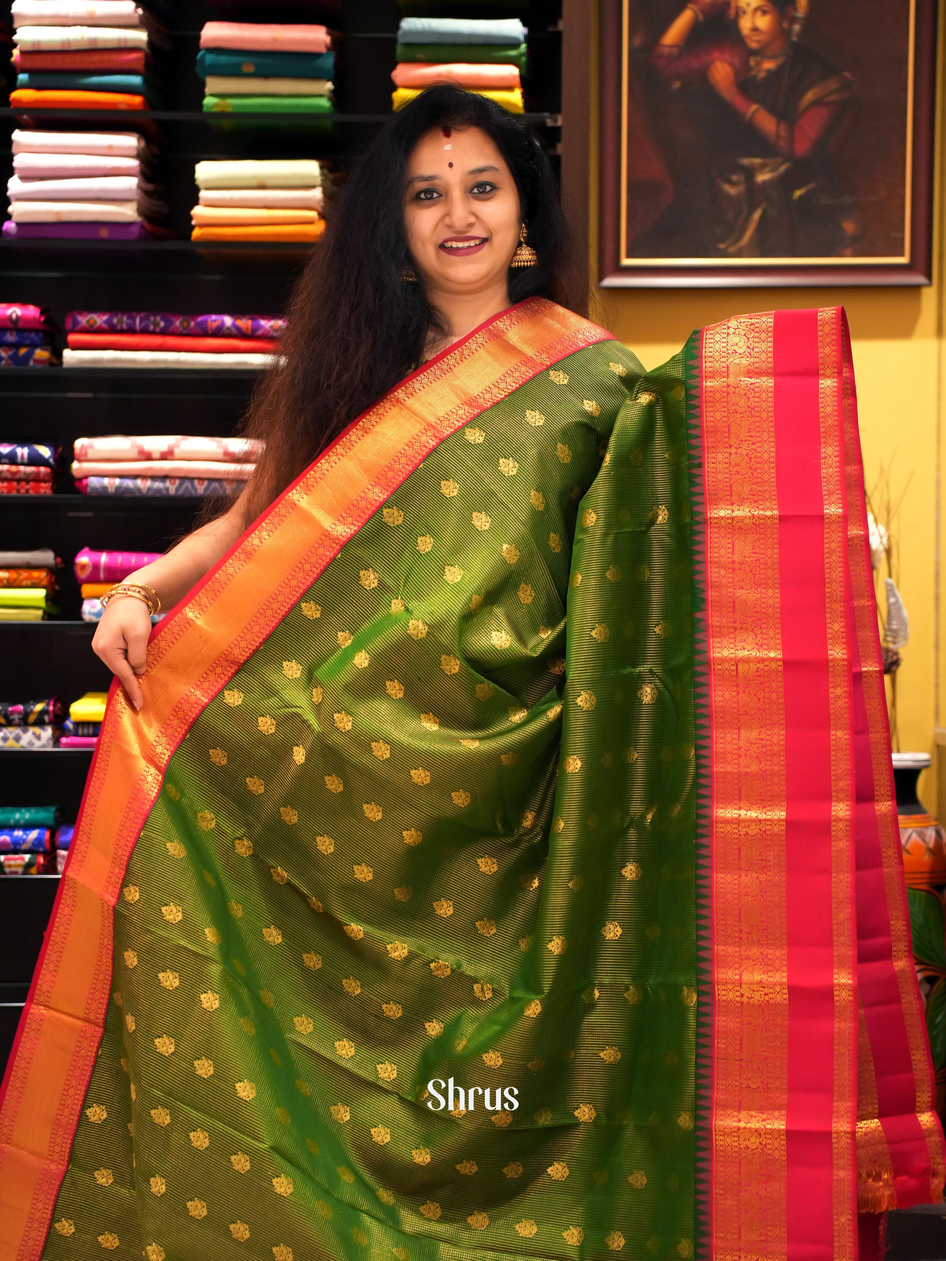 Green & Red - Kanchipuram silk Saree