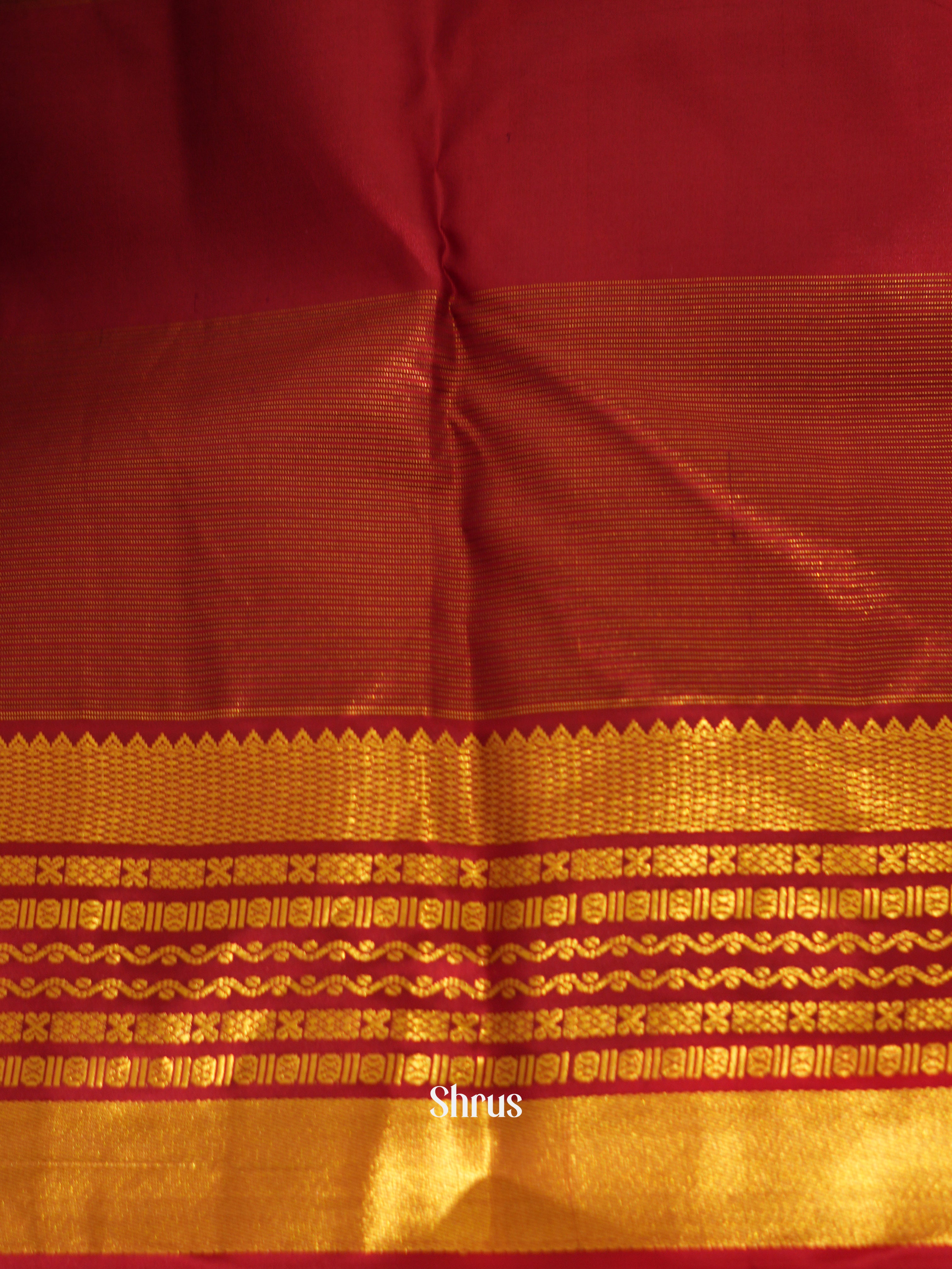 Blue & Maroon - Kanchipuram Silk Saree