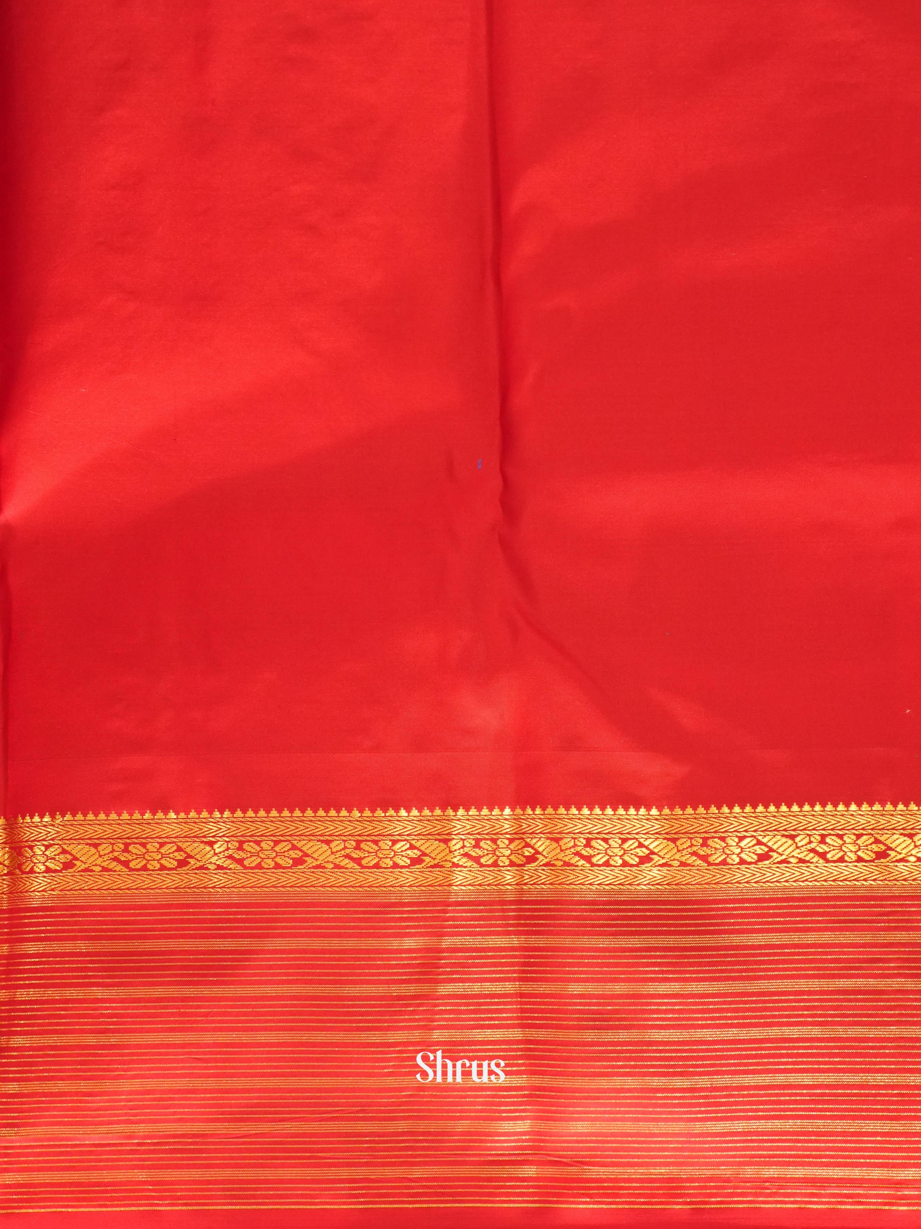 Blue & Red - Kanchipuram silk Saree