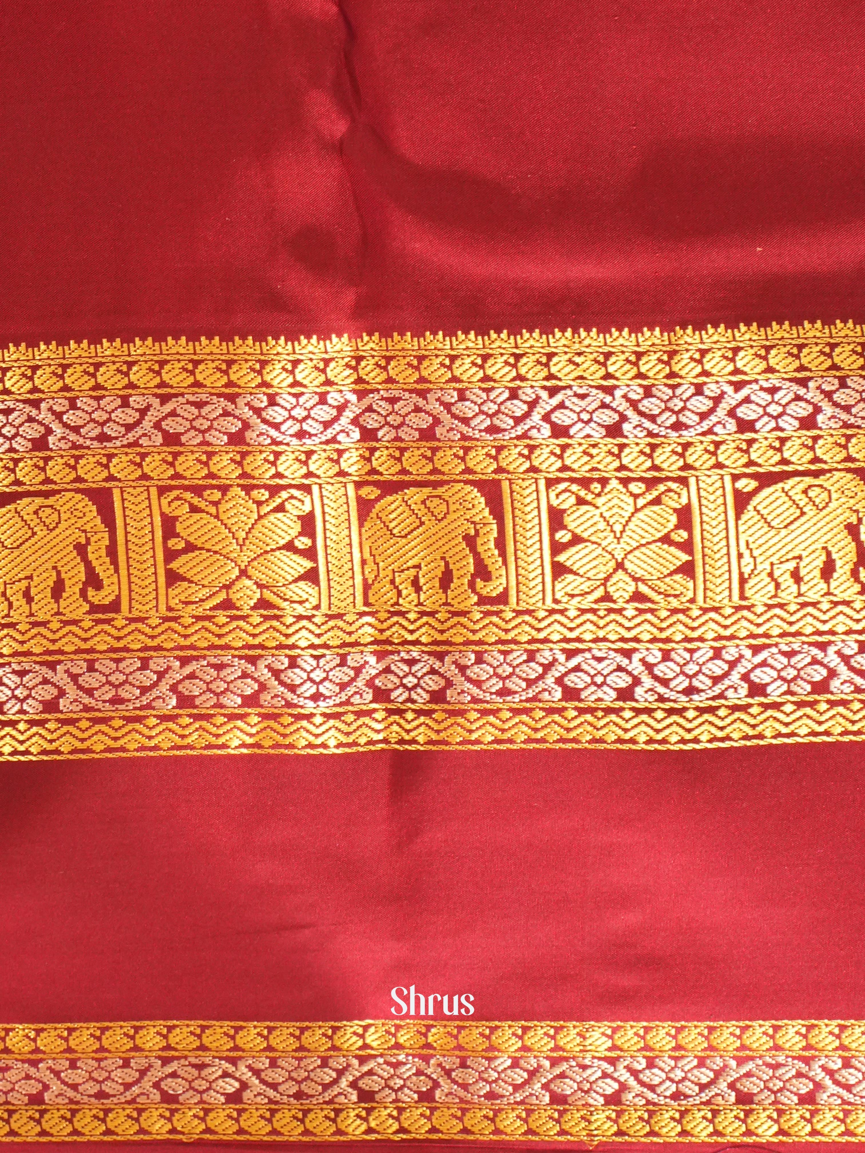 Mustard & Maroon - Kanchipuram silk Saree