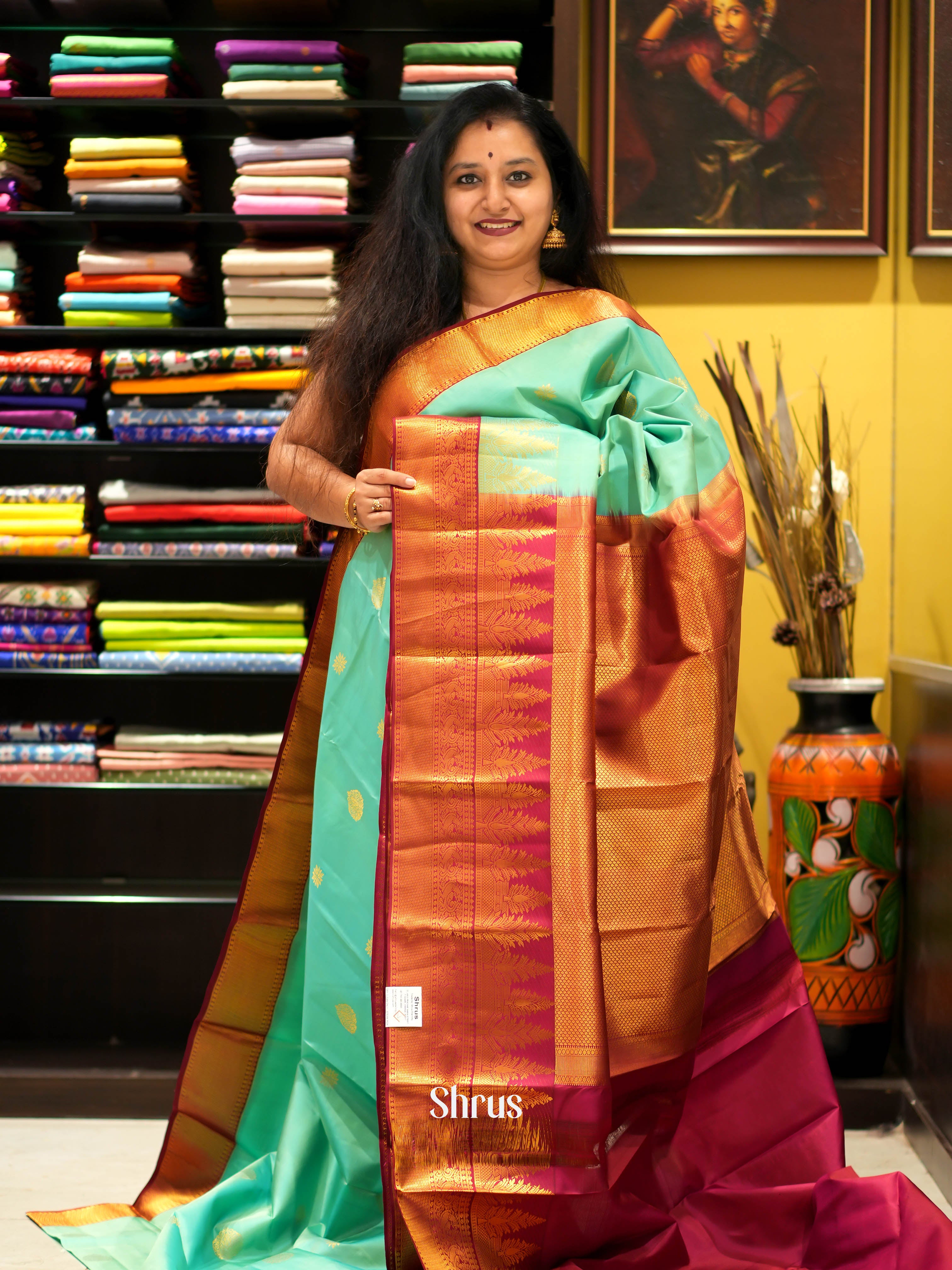 Green & Maroon - Kanchipuram Silk Saree