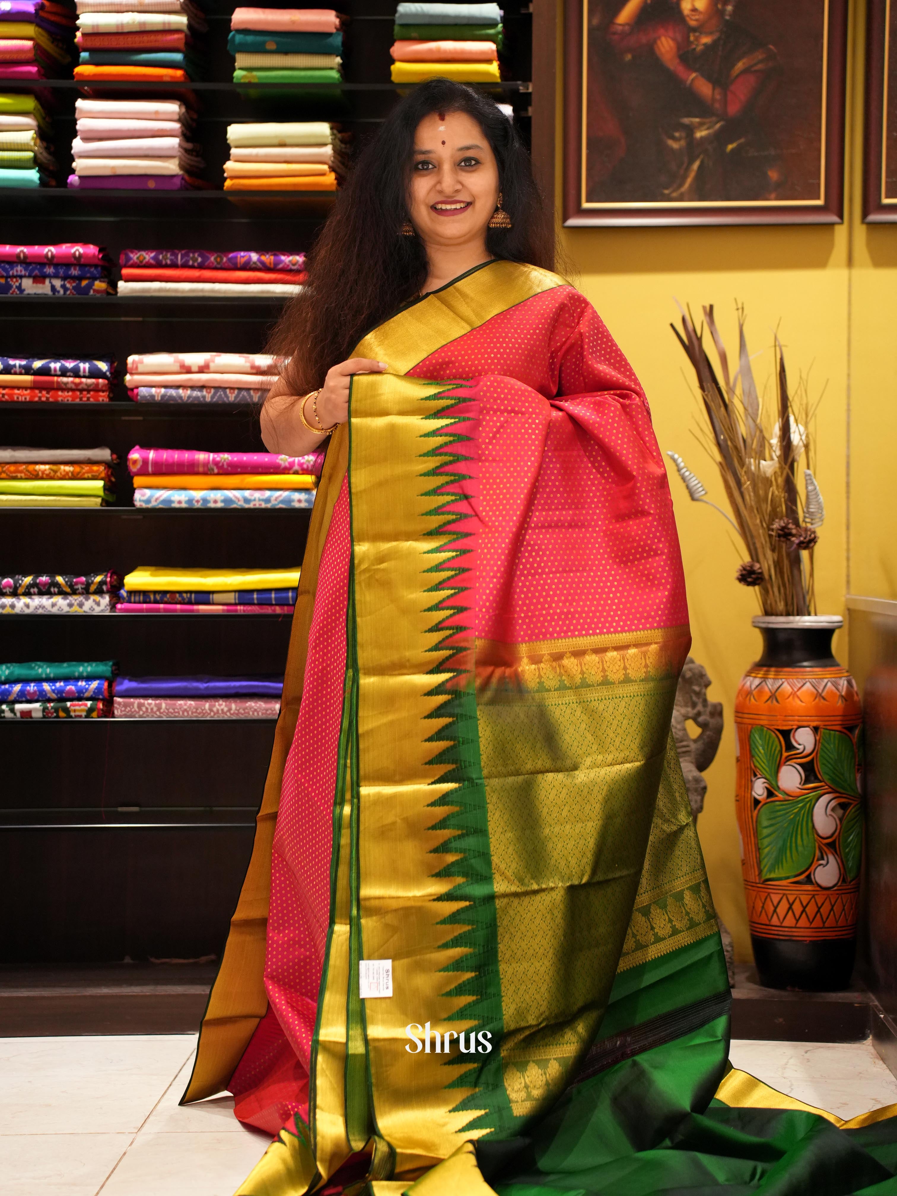 Red & Green - Kanchipuram silk Saree