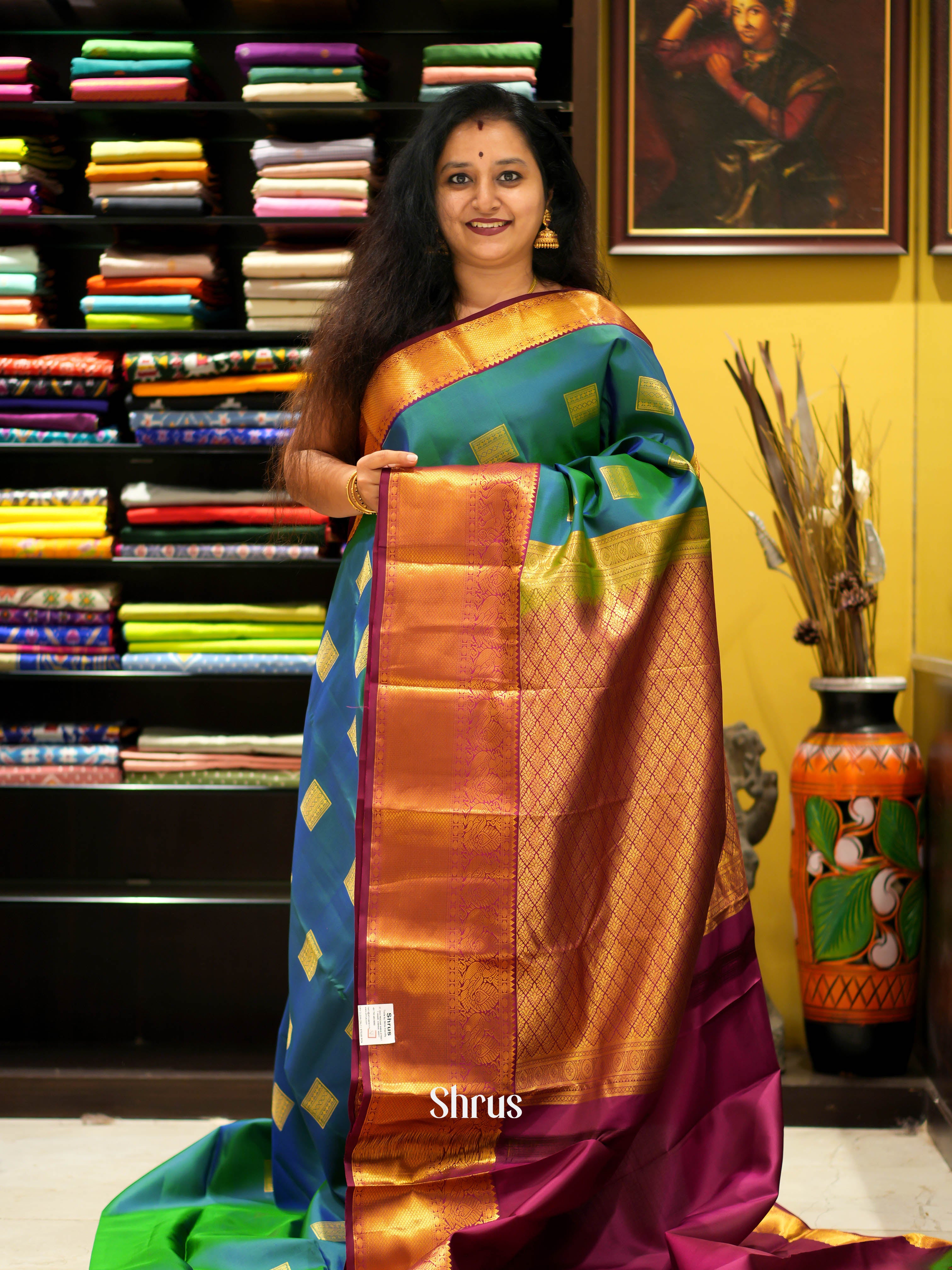 Green & Maroon - Kanchipuram Silk Saree