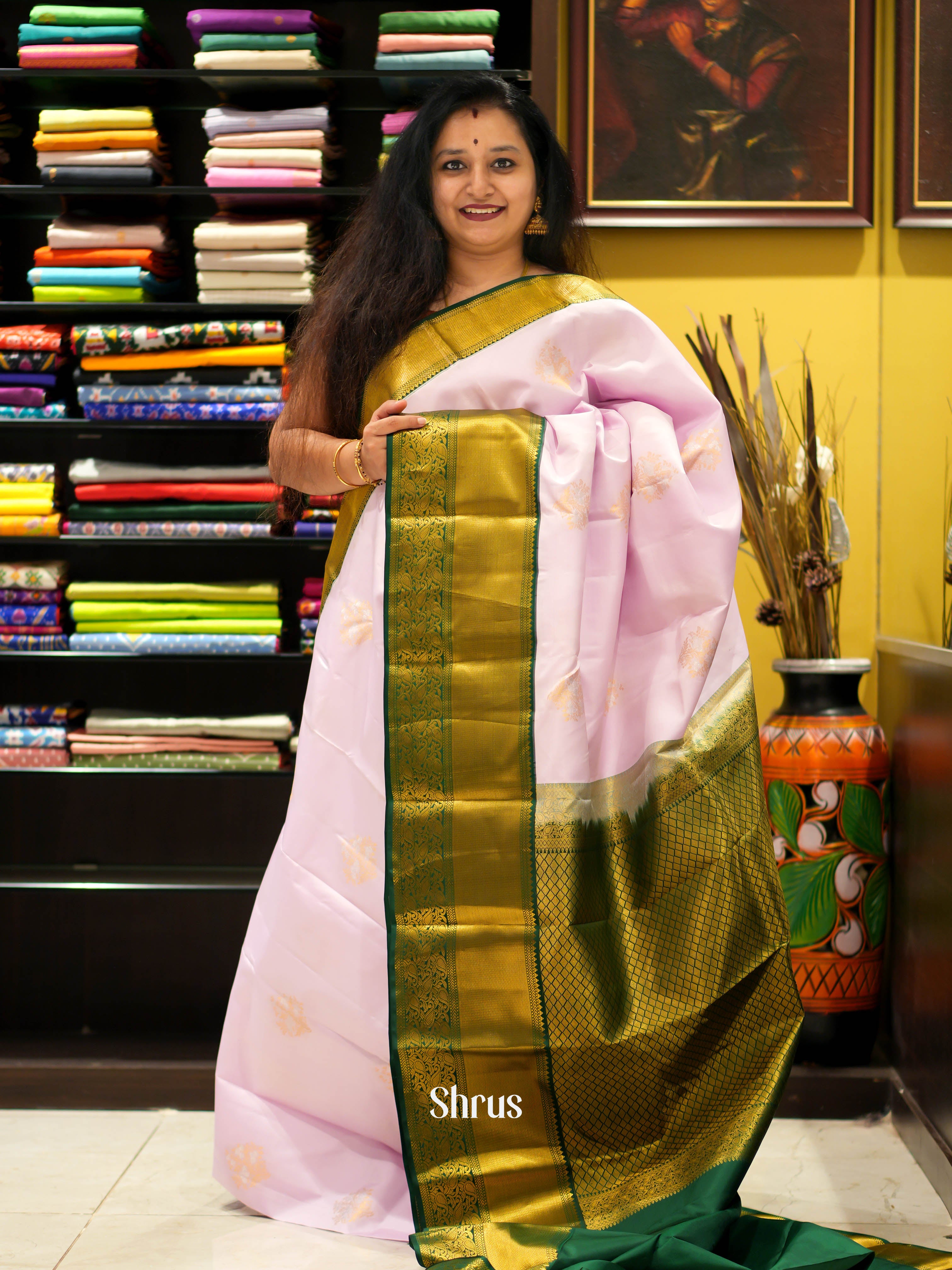 Pink & Green - Kanchipuram Silk Saree