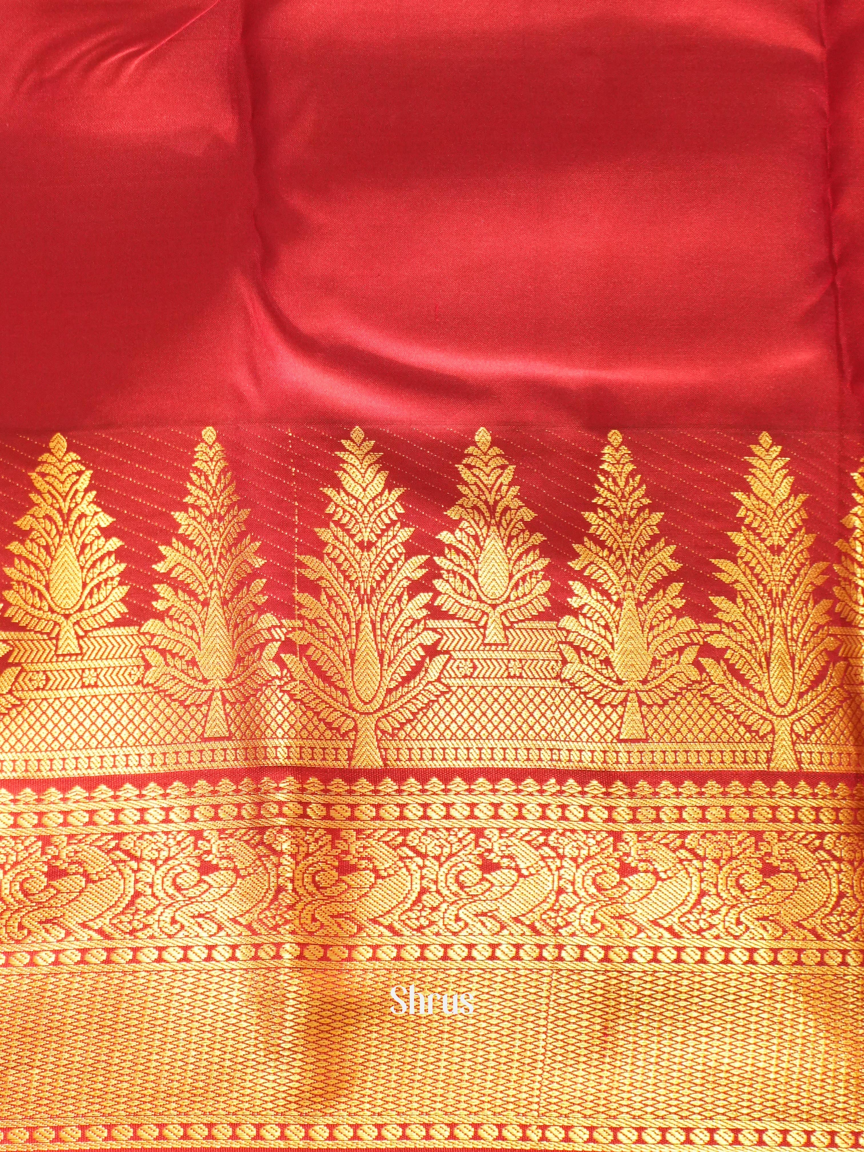 White & Maroon - Kanchipuram silk Saree