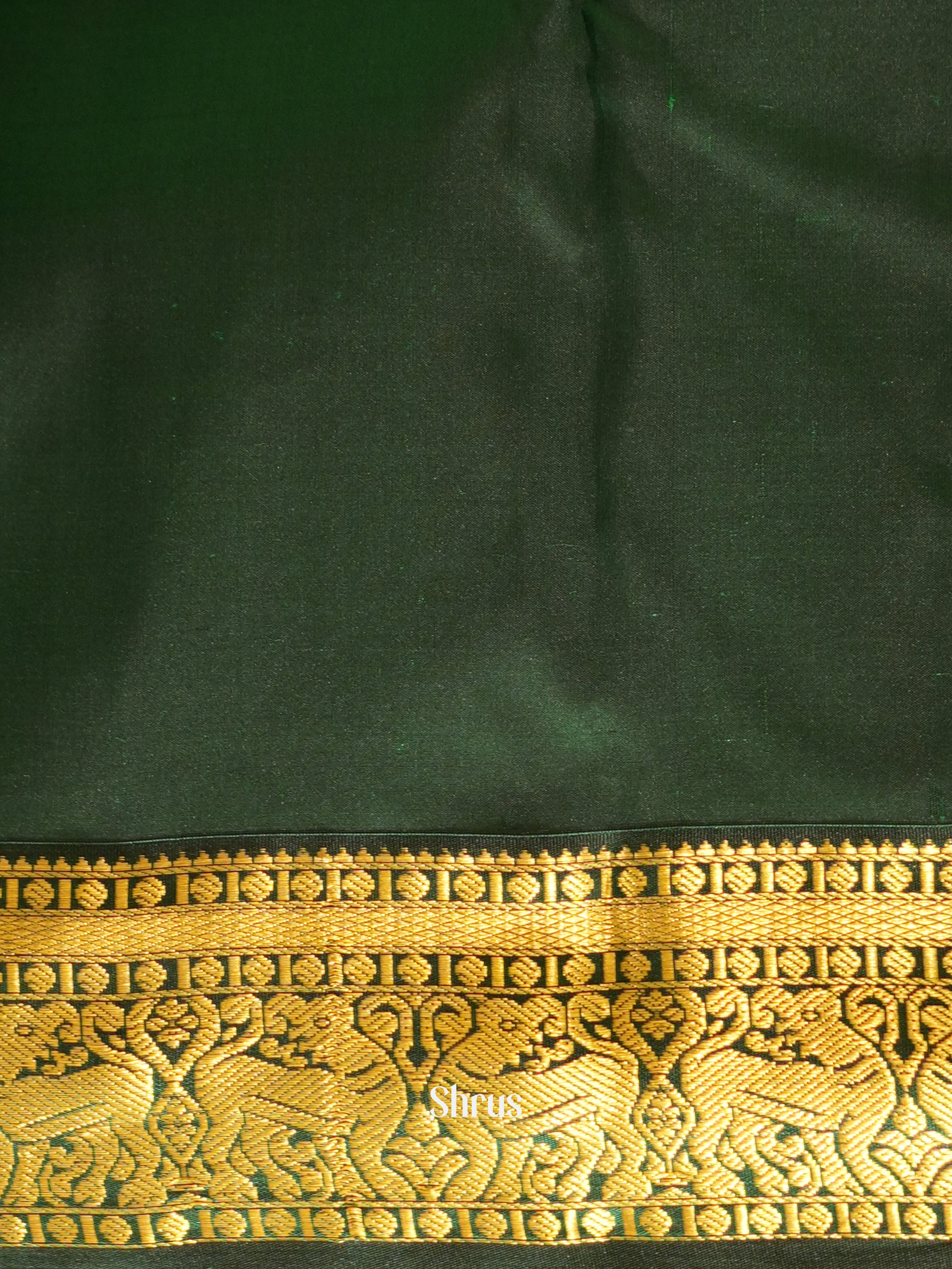 Beige  & Bottle  Green - Kanchipuram Silk Saree