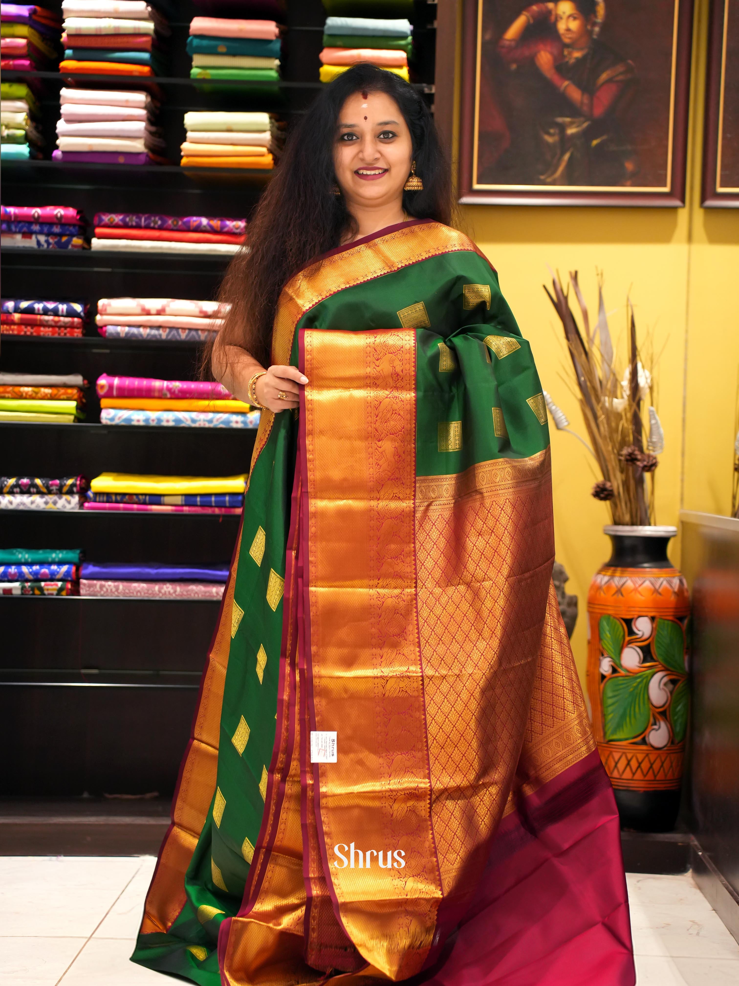 Green & Maroon - Kanchipuram silk Saree