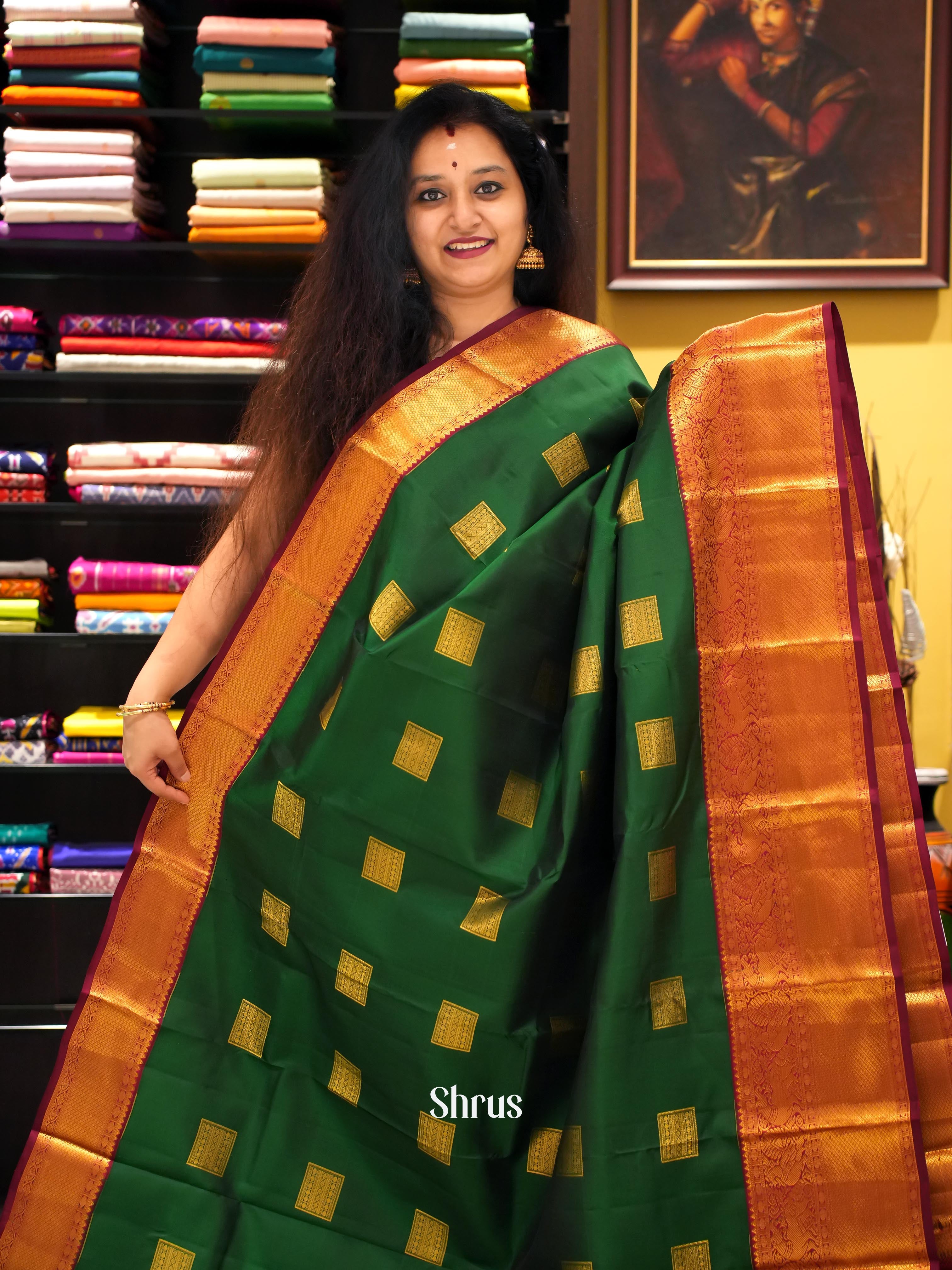 Green & Maroon - Kanchipuram silk Saree