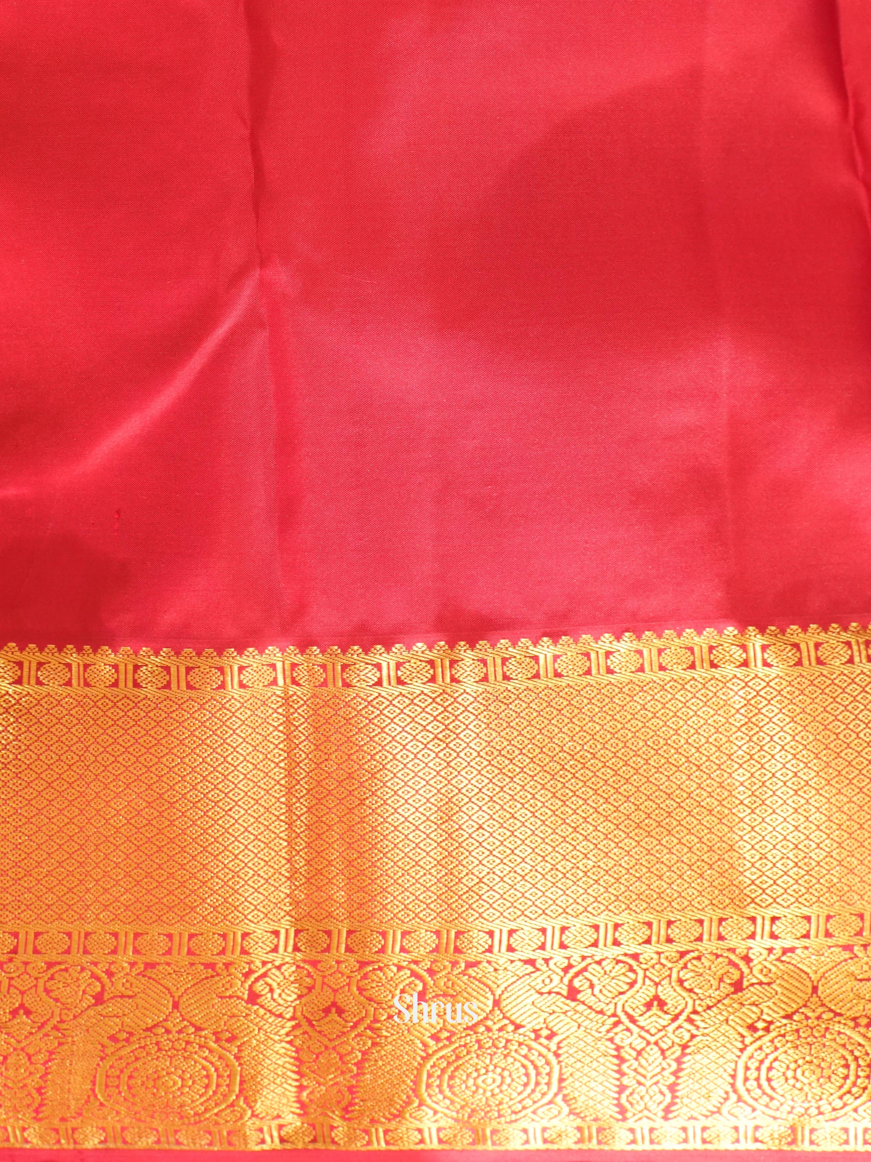 Mustardy Green & Maroon - Kanchipuram silk Saree