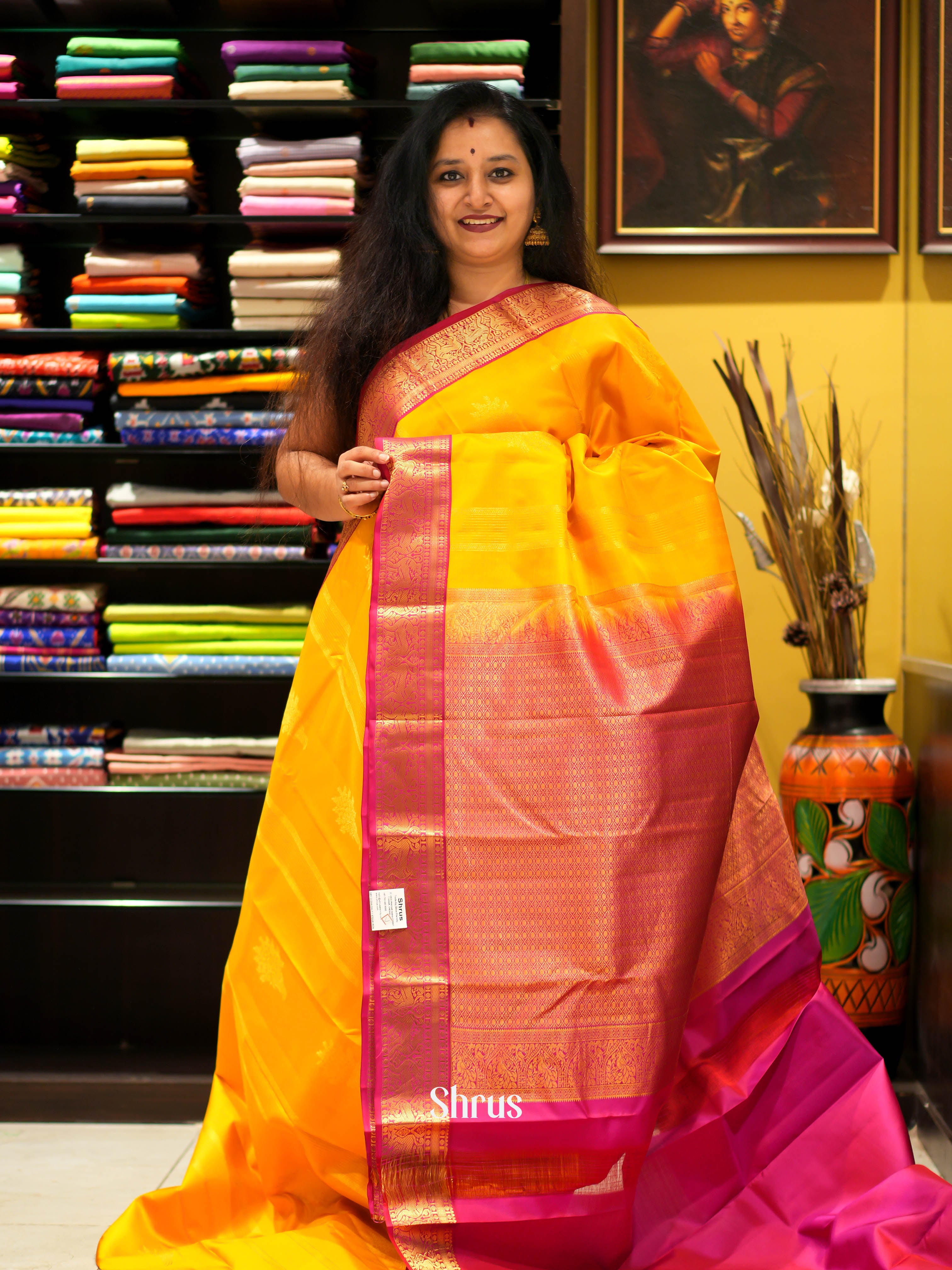 Yellow & Maroon- Kanchipuram Silk Saree