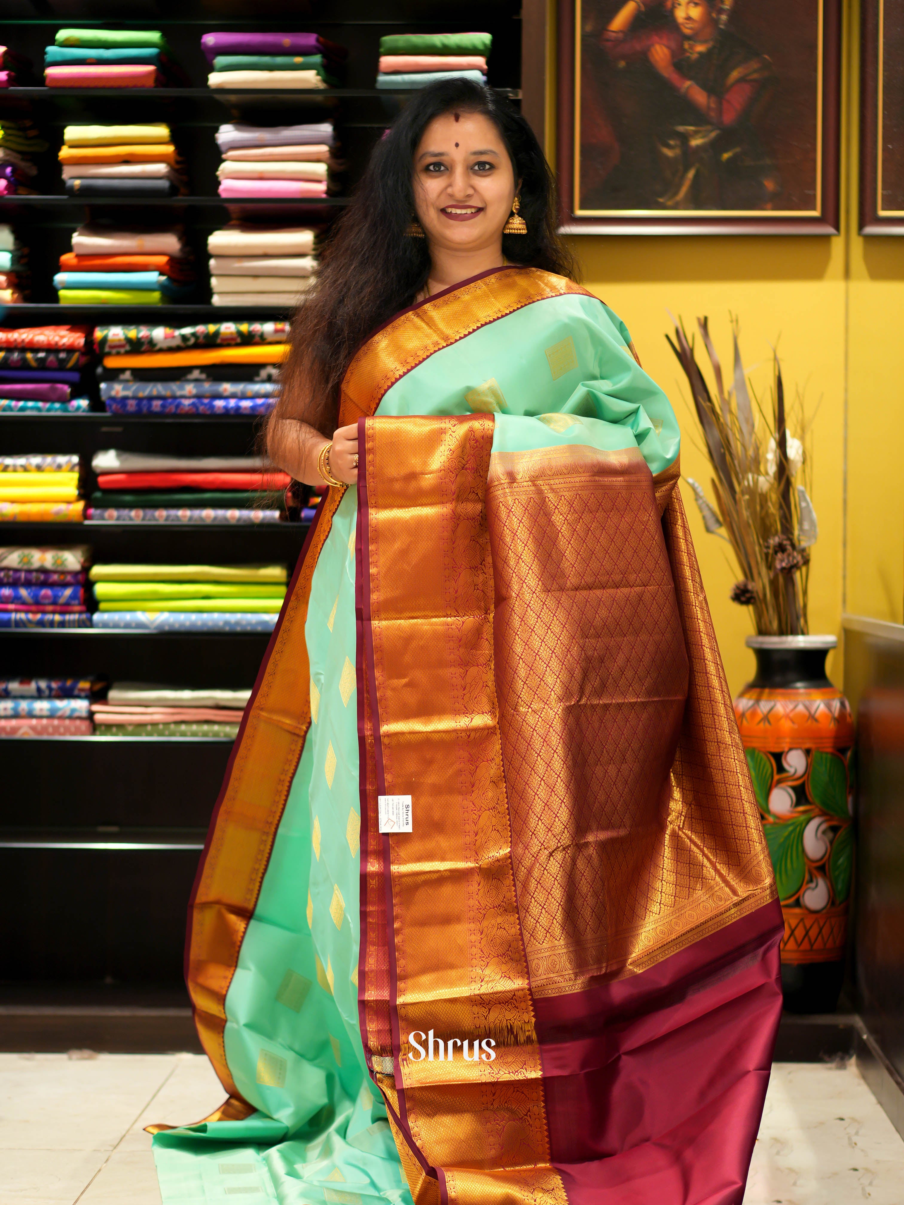 Green & Maroon - Kanchipuram Silk Saree