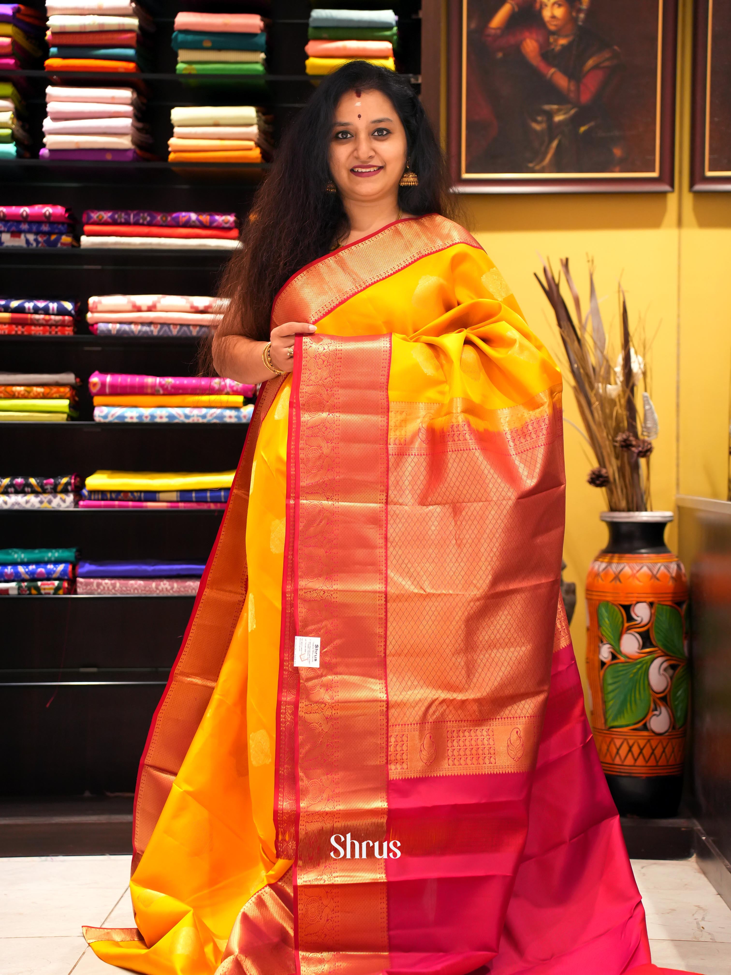 Yellow & Red- Kanchipuram silk Saree