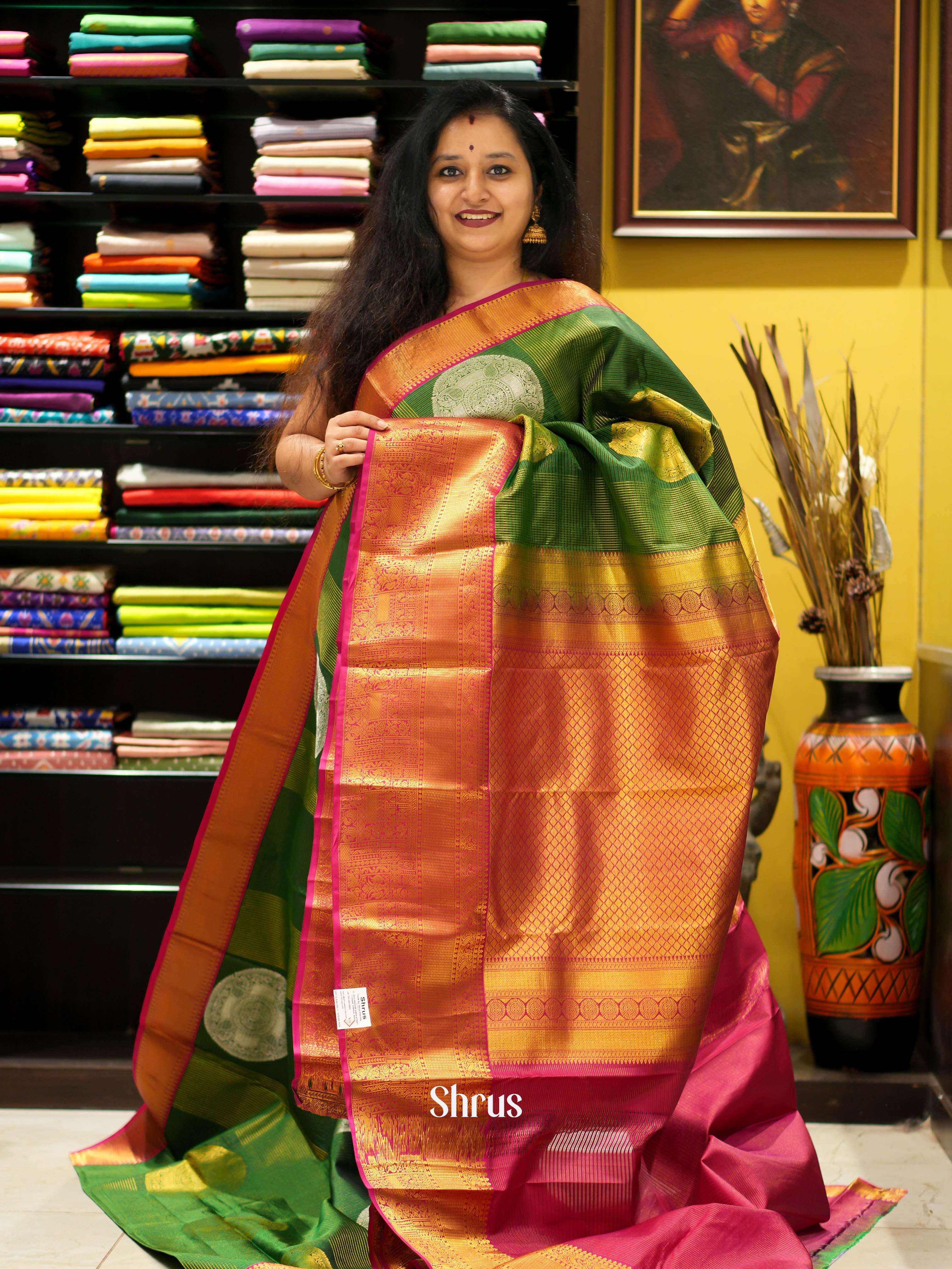 Green & Maroon- Kanchipuram Silk Saree