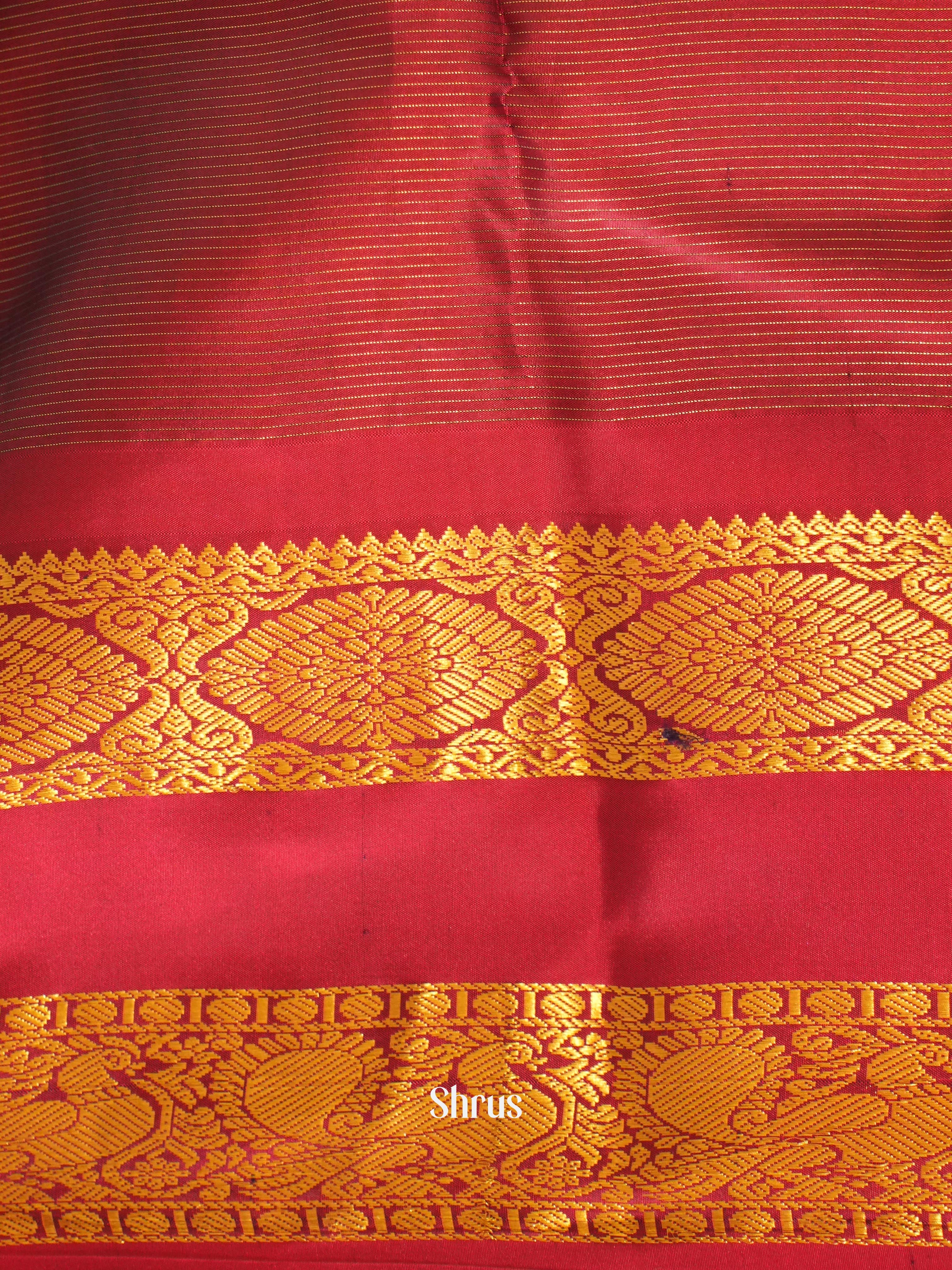 Teal & Maroon - Kanchipuram silk Saree