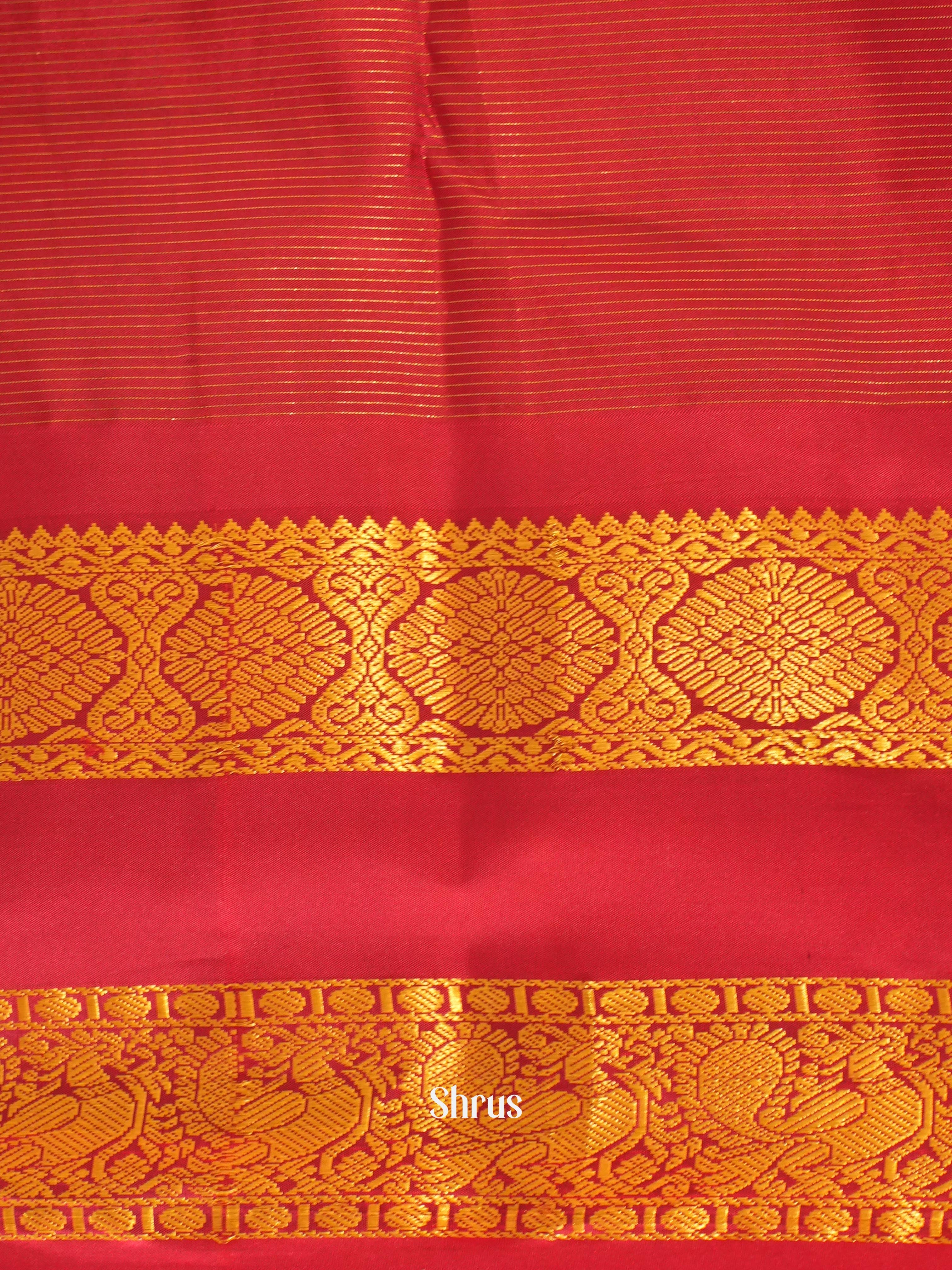 Cream & Maroon - Kanchipuram silk Saree