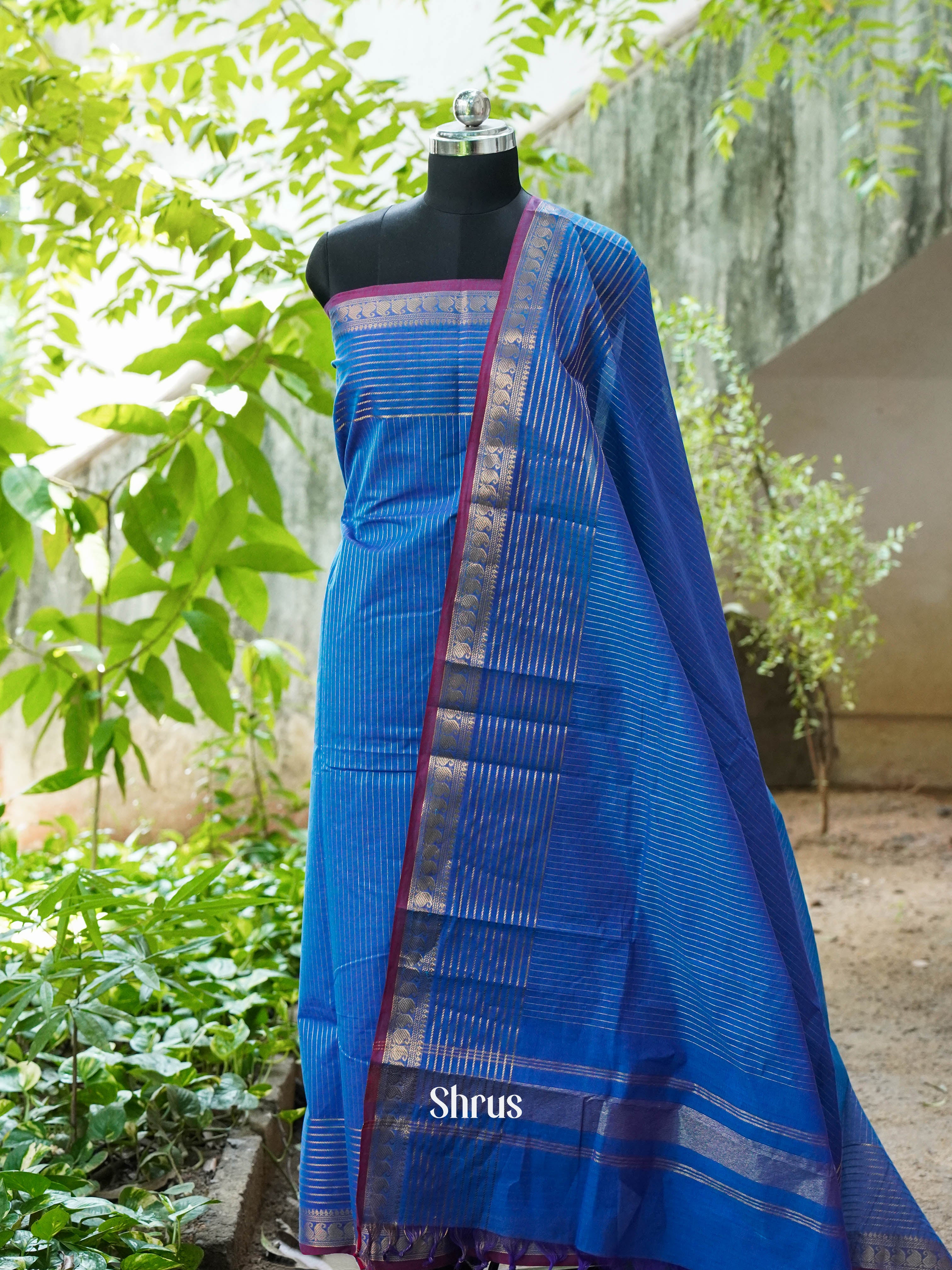 Blue - chettinad top & dupatta combo