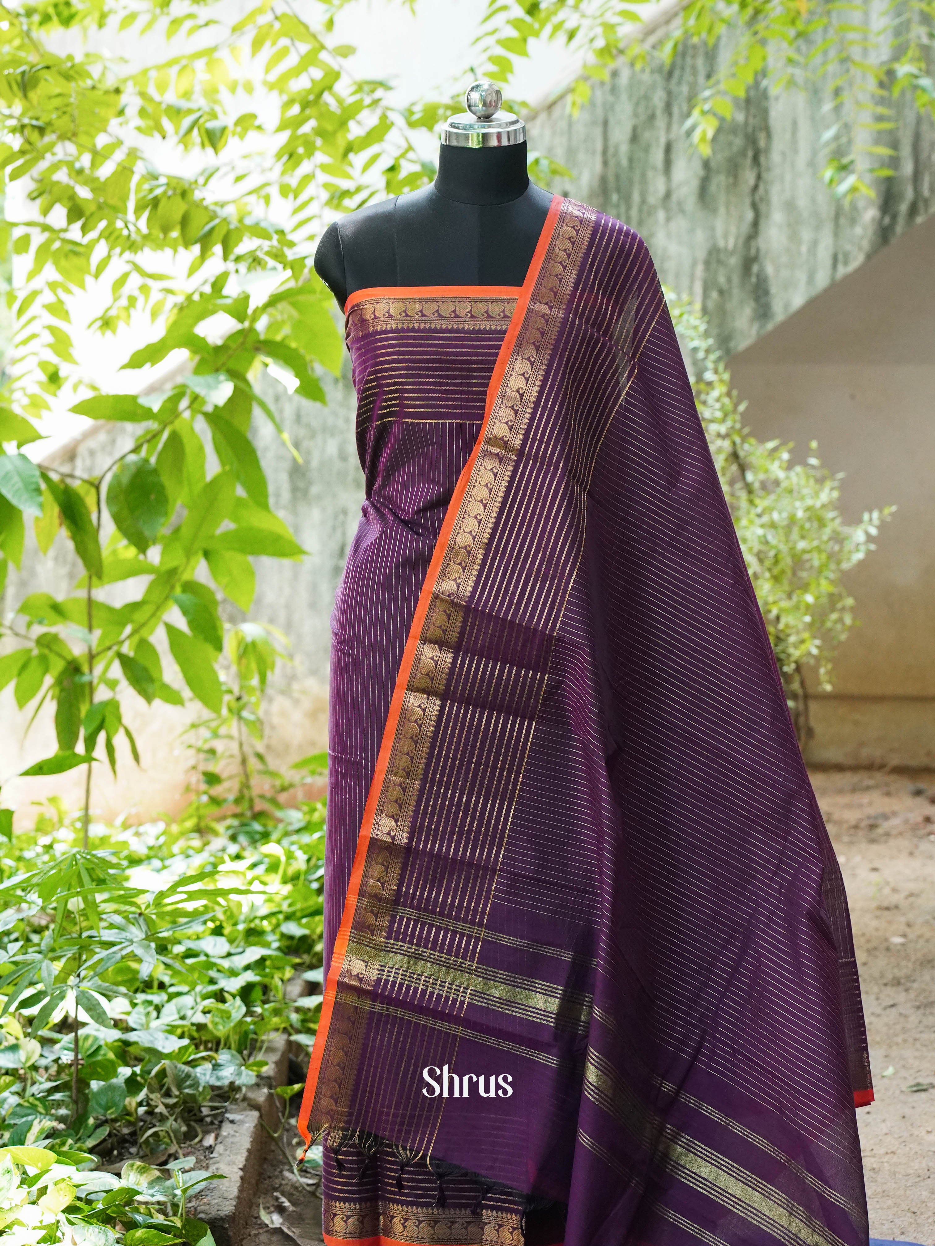 Purple & Orange - chettinad top & dupatta combo