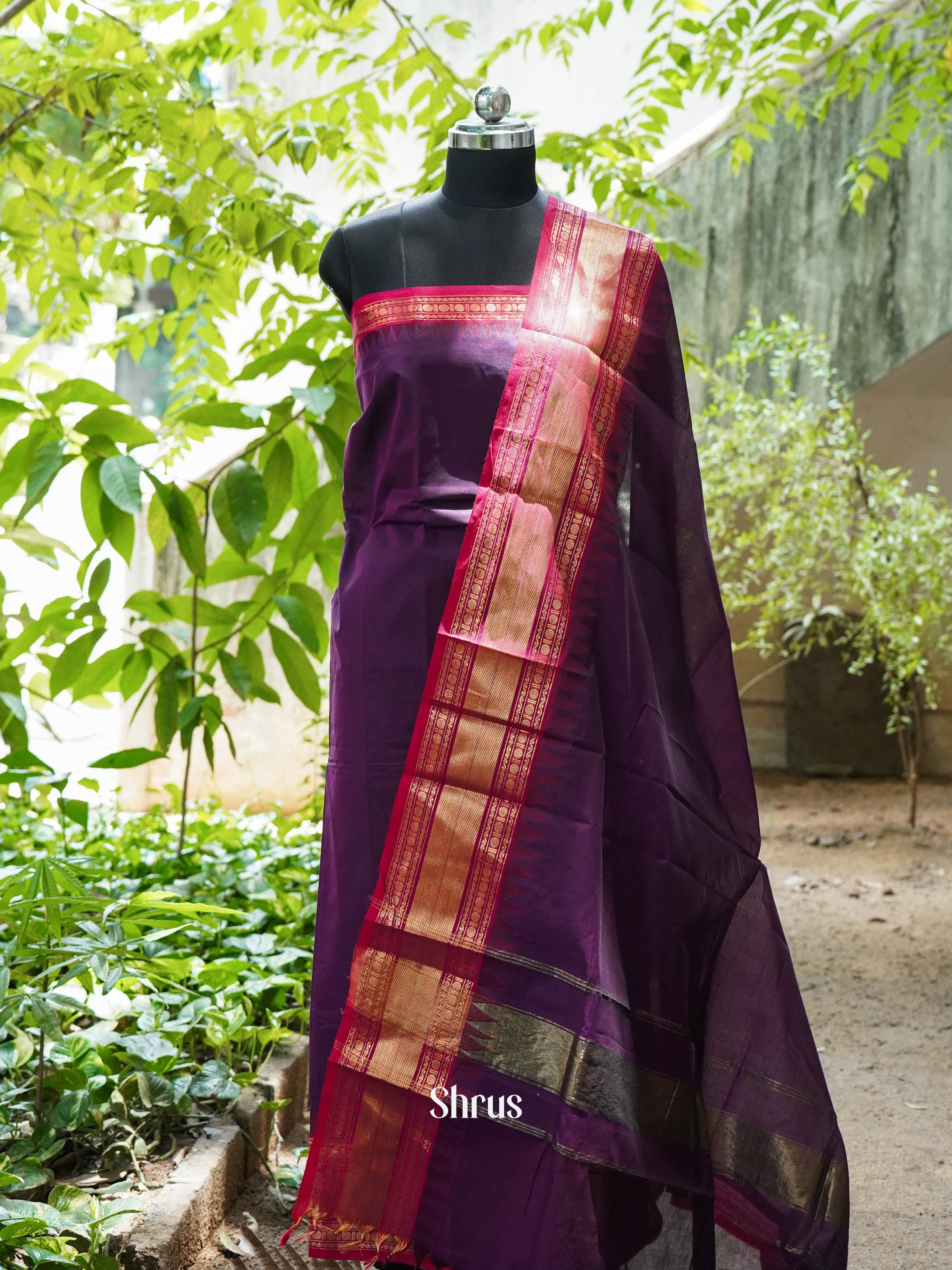 Purple & Pink-  chettinad top & dupatta combo