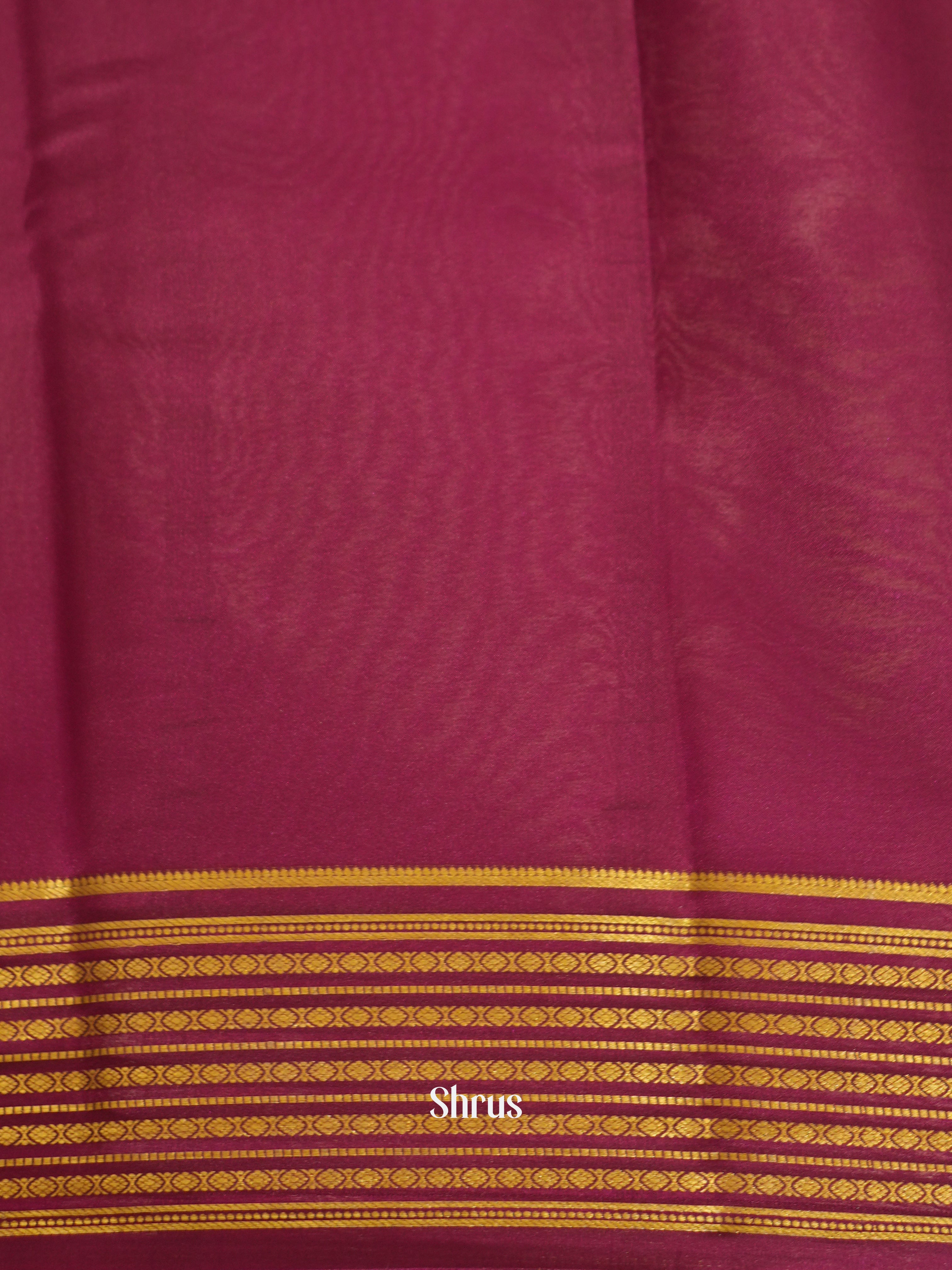 Cream & Purple - Mysore Silk Saree