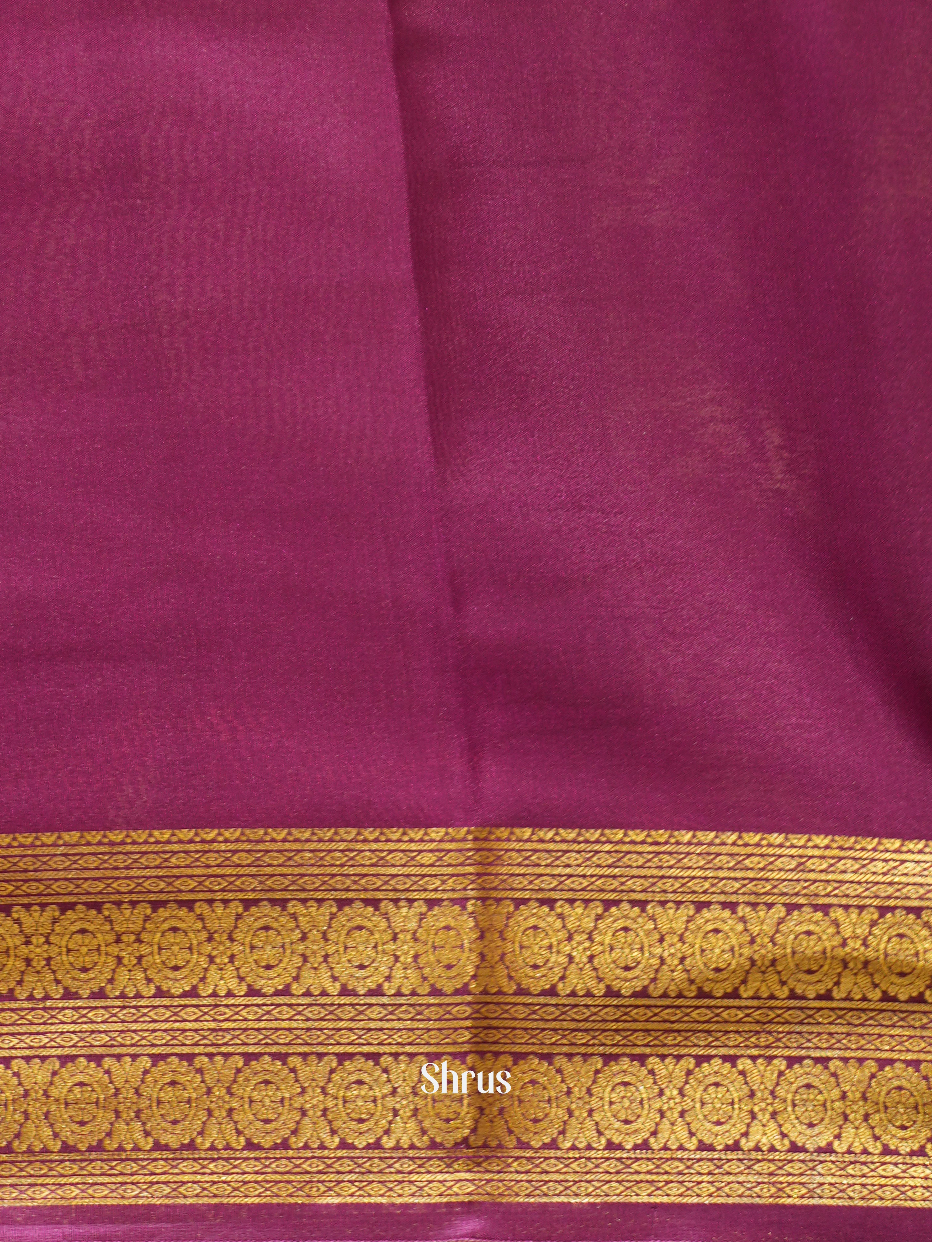 Cream & Purple - Mysore Silk Saree