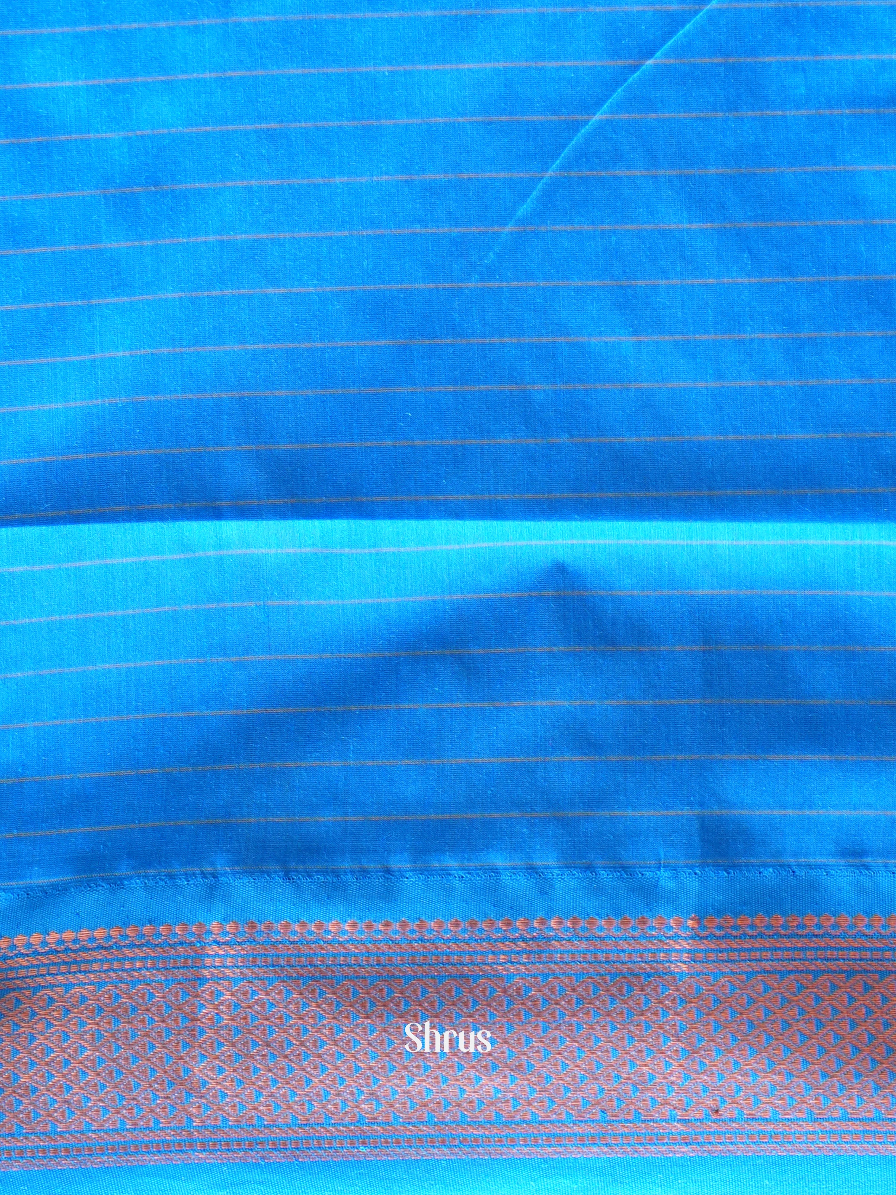 Lite Blue & Blue - Kalyani Cotton Saree