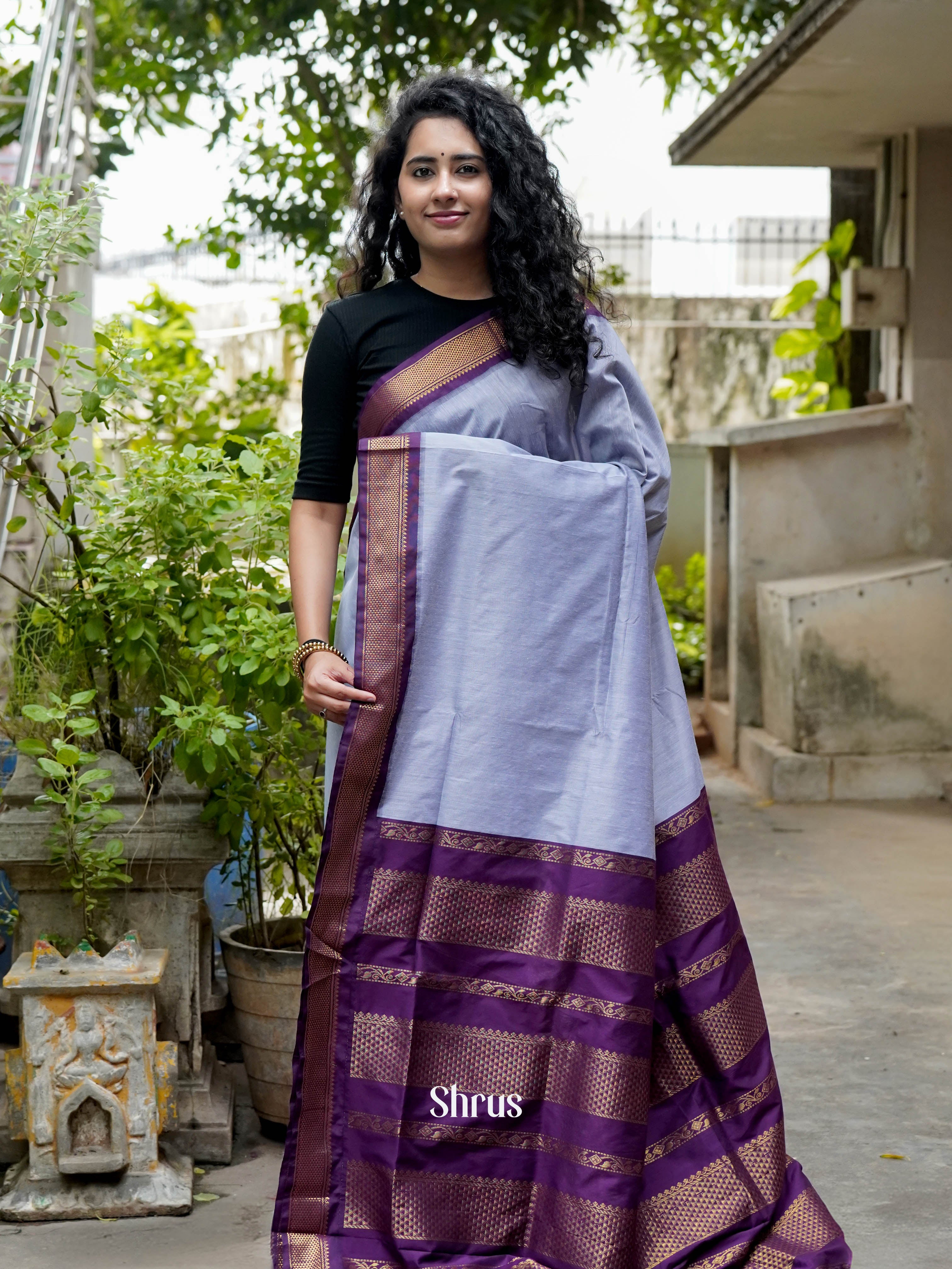 Blue & Violet - Kalyani Cotton Saree