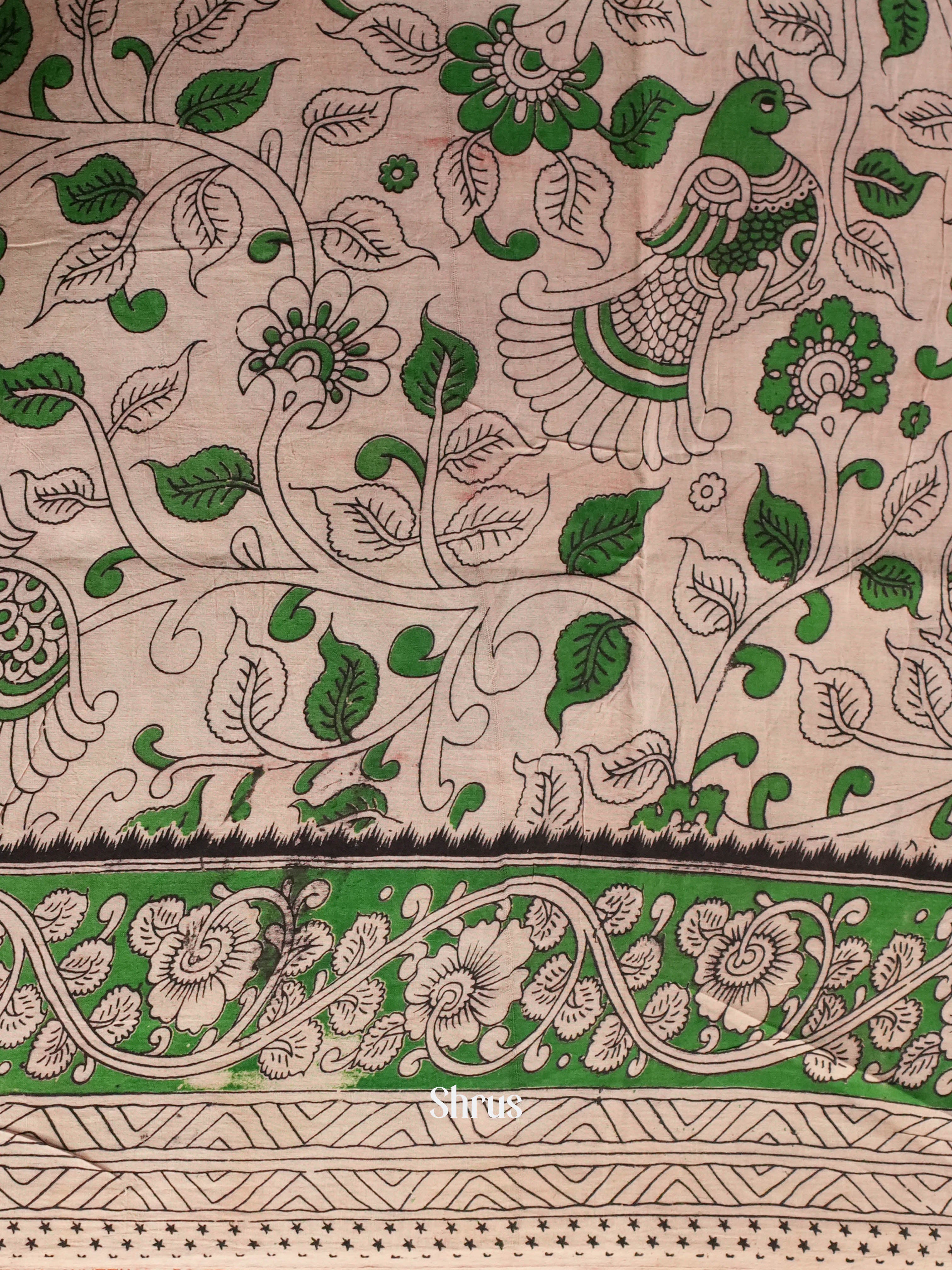 Red & Green - kalamkari-cotton Saree