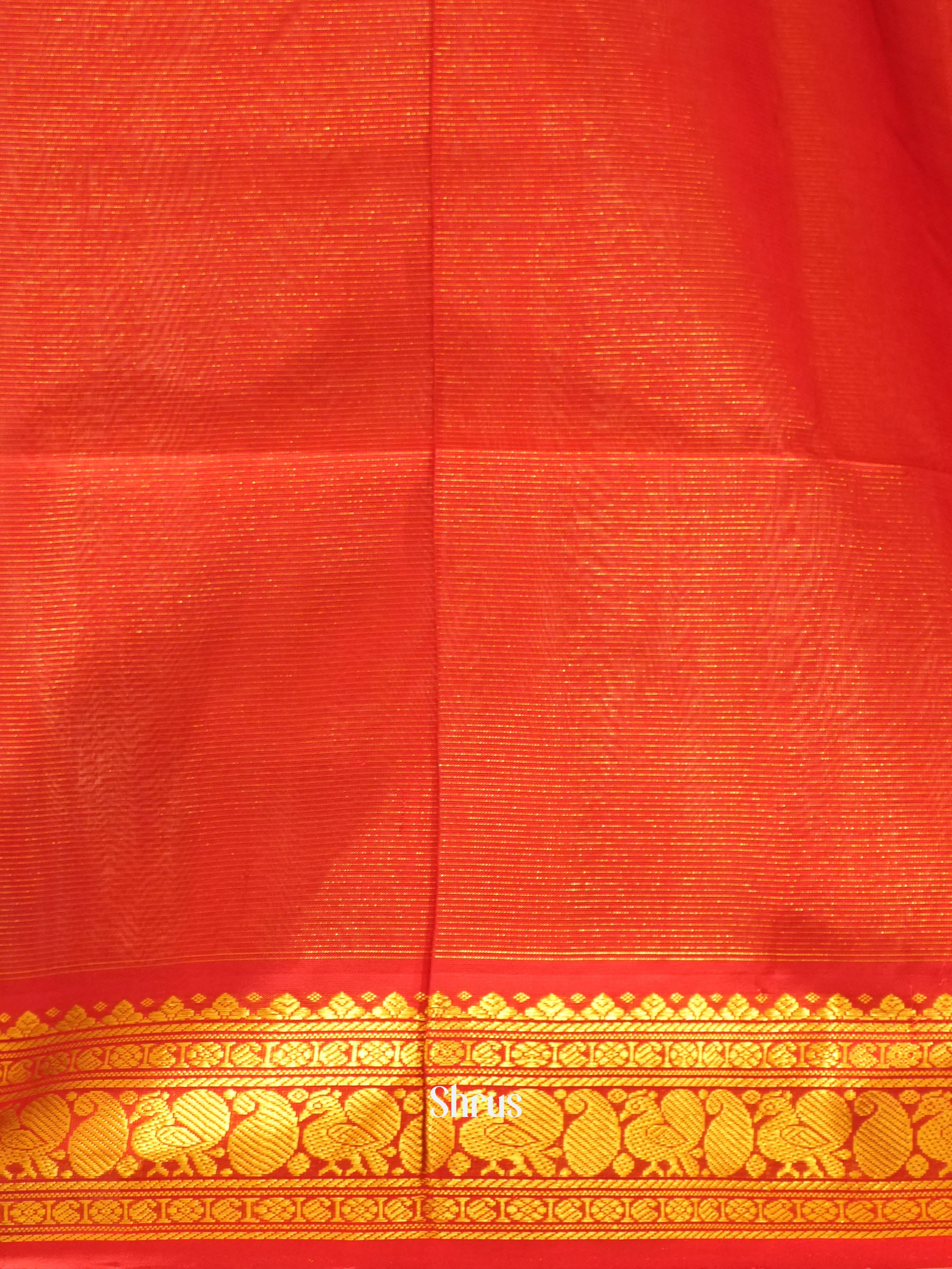 Blue & Red - Silk Cotton Saree