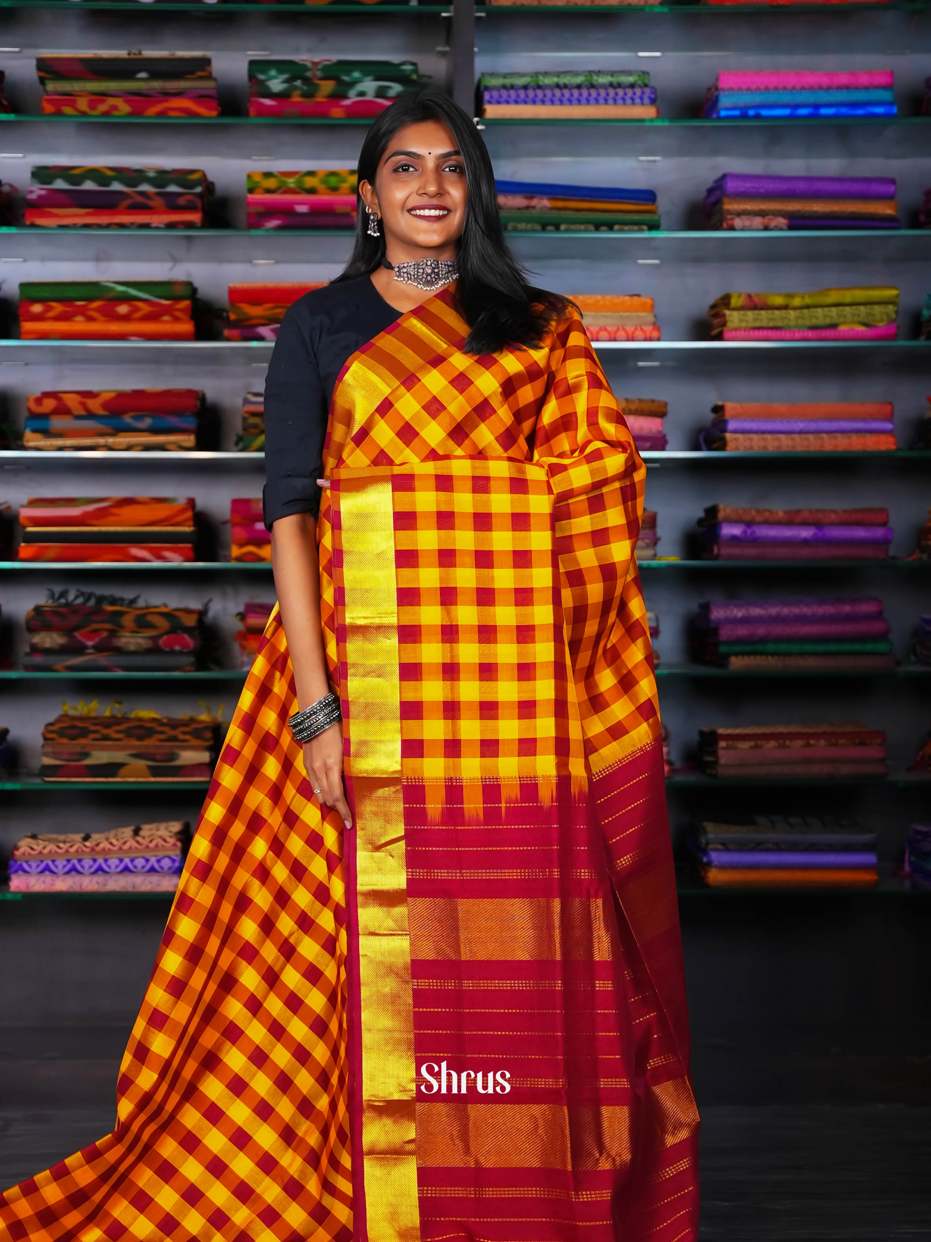 Mustard & Maroon - Silk Cotton